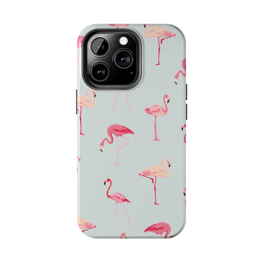 Flamingo Pattern Tough Phone Case — Cute Pink Birds Protective Phone Cover