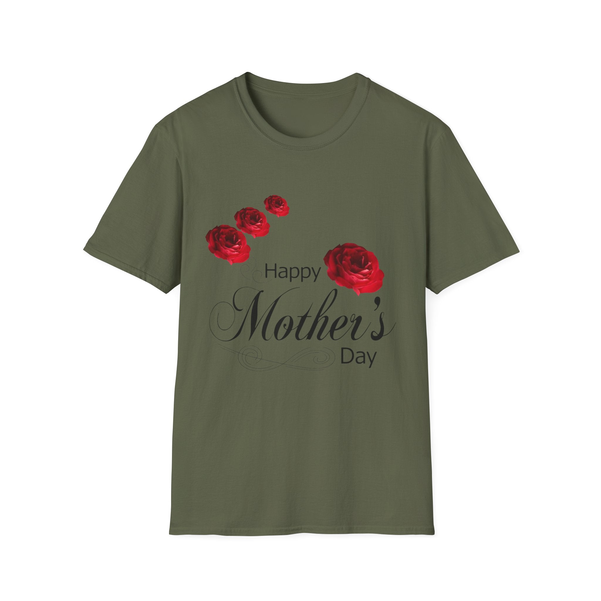 Mother's Day T-Shirt — "Happy Mother's Day" Red Rose Floral Tee