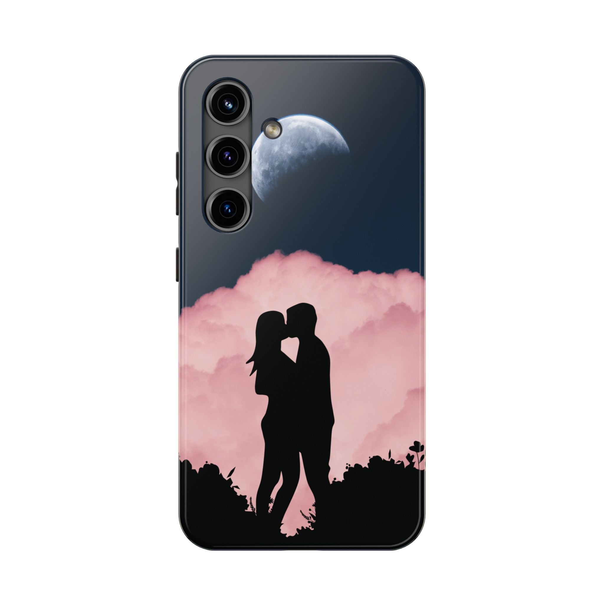Tough Phone Case — Romantic Couple Silhouette with Moon & Pink Cloud