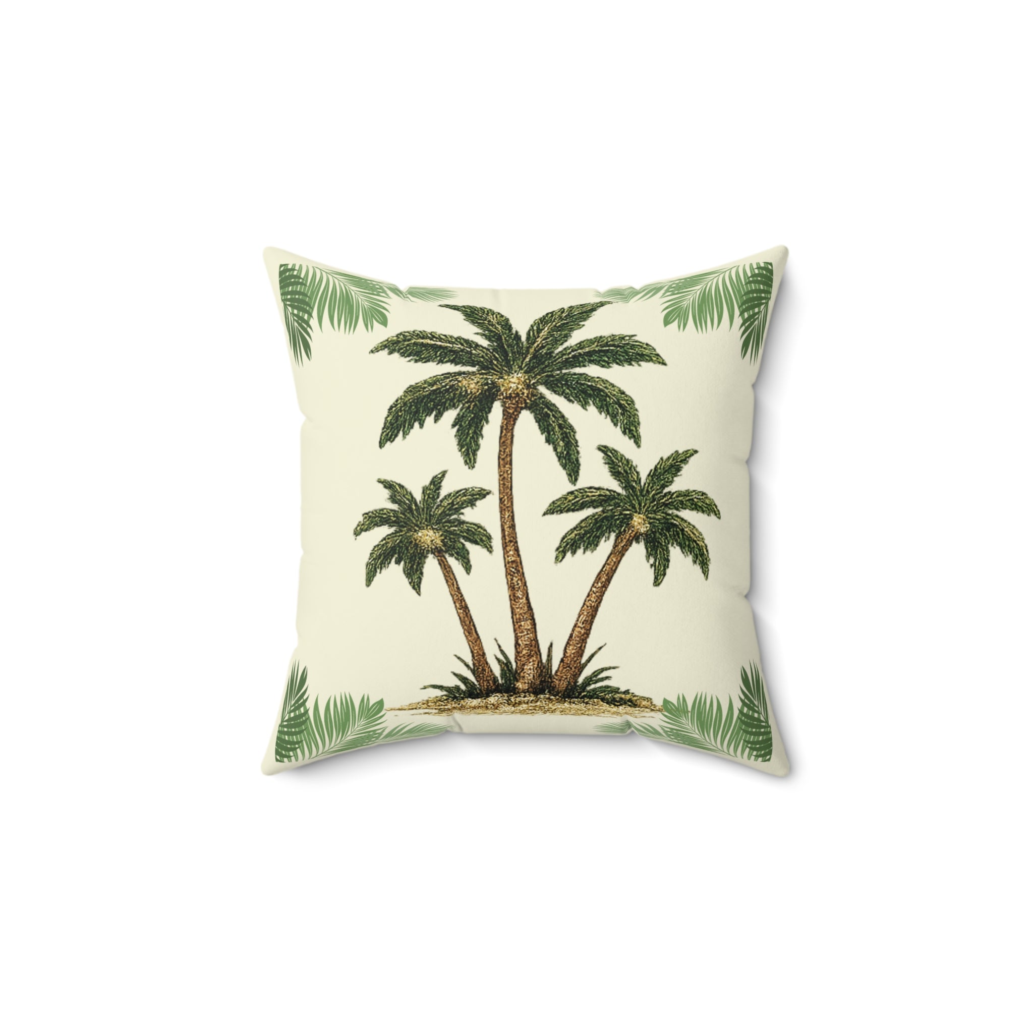Palm Tree Decorative Pillow — Tropical Beach Accent Cushion