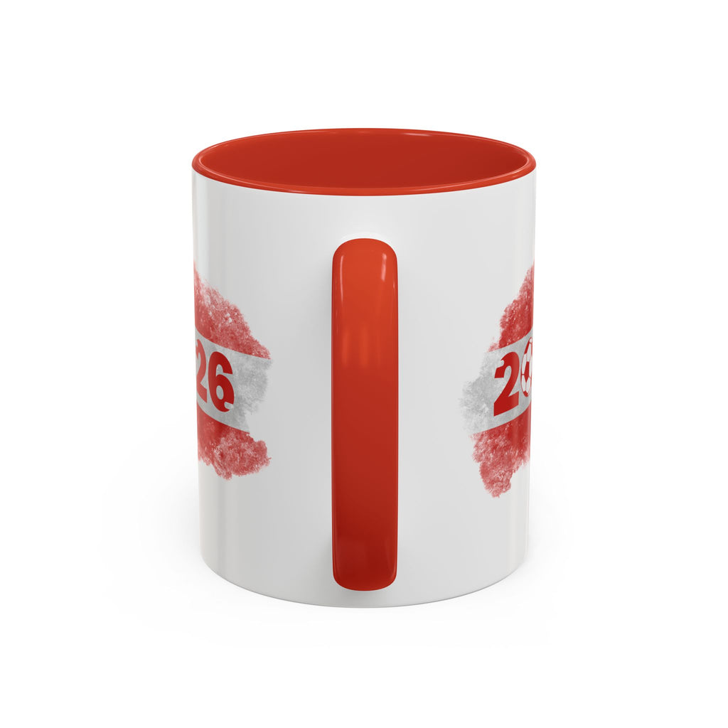 Austria 2026 Soccer Cup Accent Coffee Mug — Red Flag & Trophy Design (11/15oz)