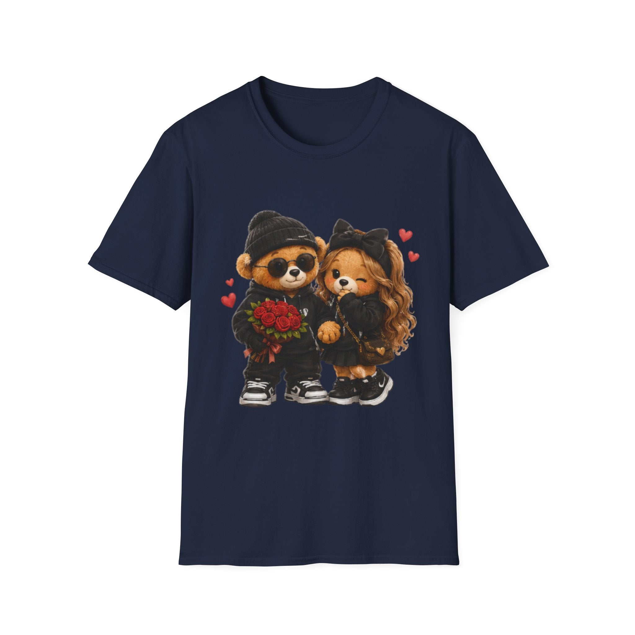 Cute Couple Bears unisex T-Shirt - Romantic Valentine’s Day Graphic Tee with Teddy Pair Holding Roses