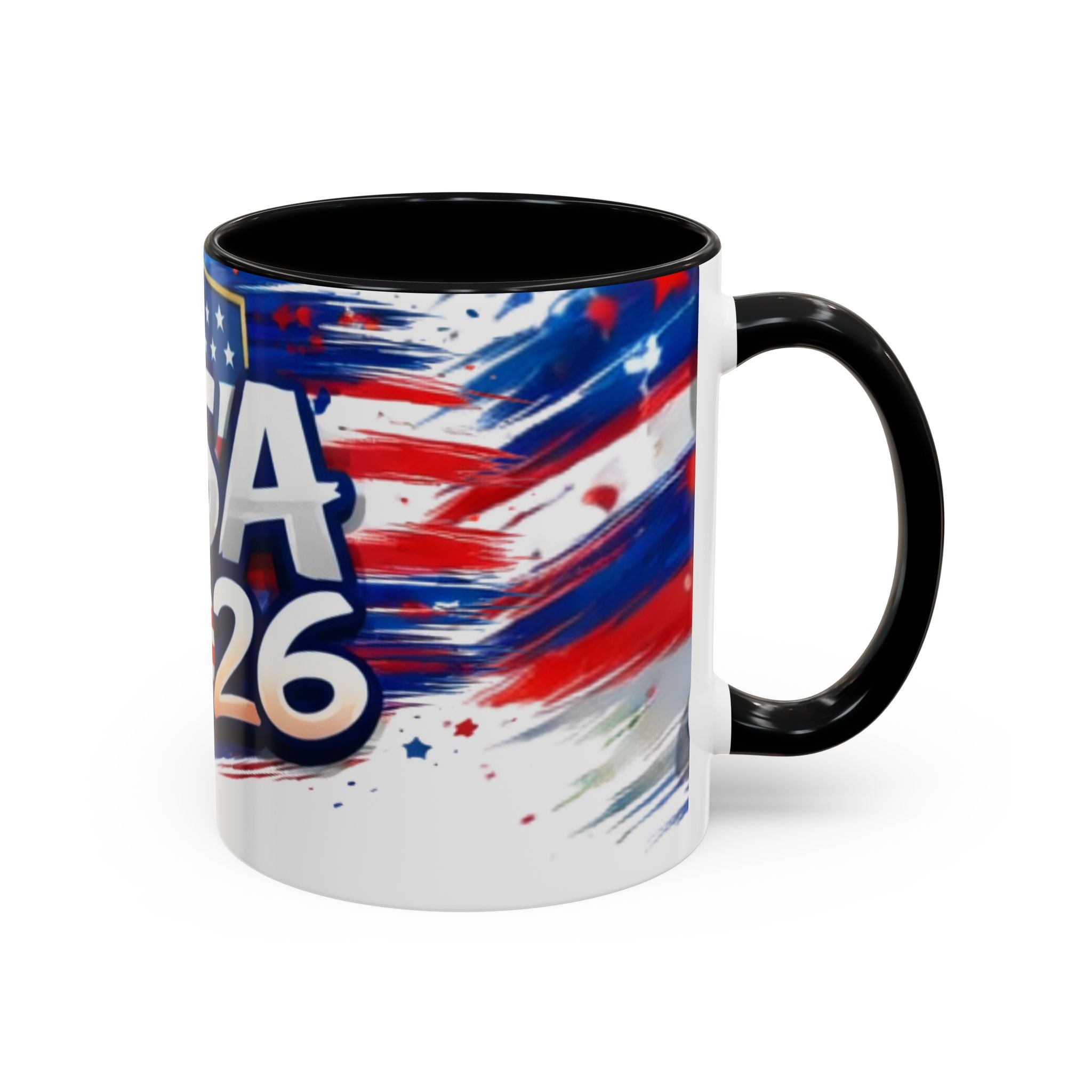 USA 2026 Flag Accent Coffee Mug — Patriotic Fourth of July Drinkware