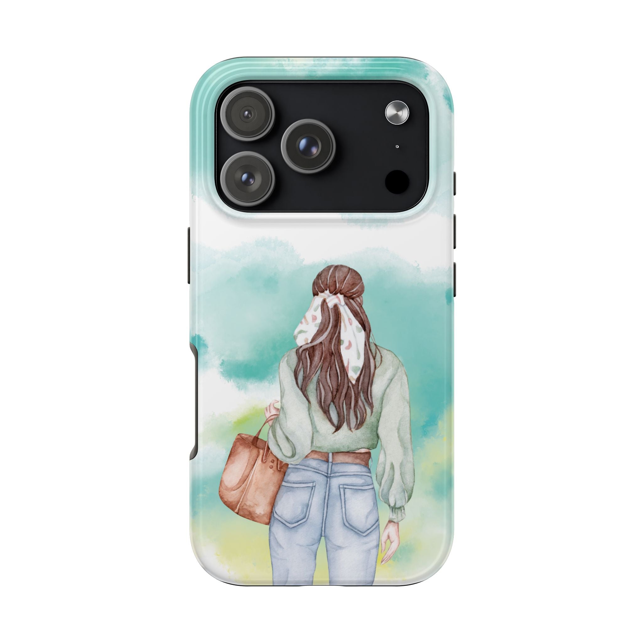 Watercolor Girl Tough Phone Case — Trendy Pastel Back-to-School Protective Cover