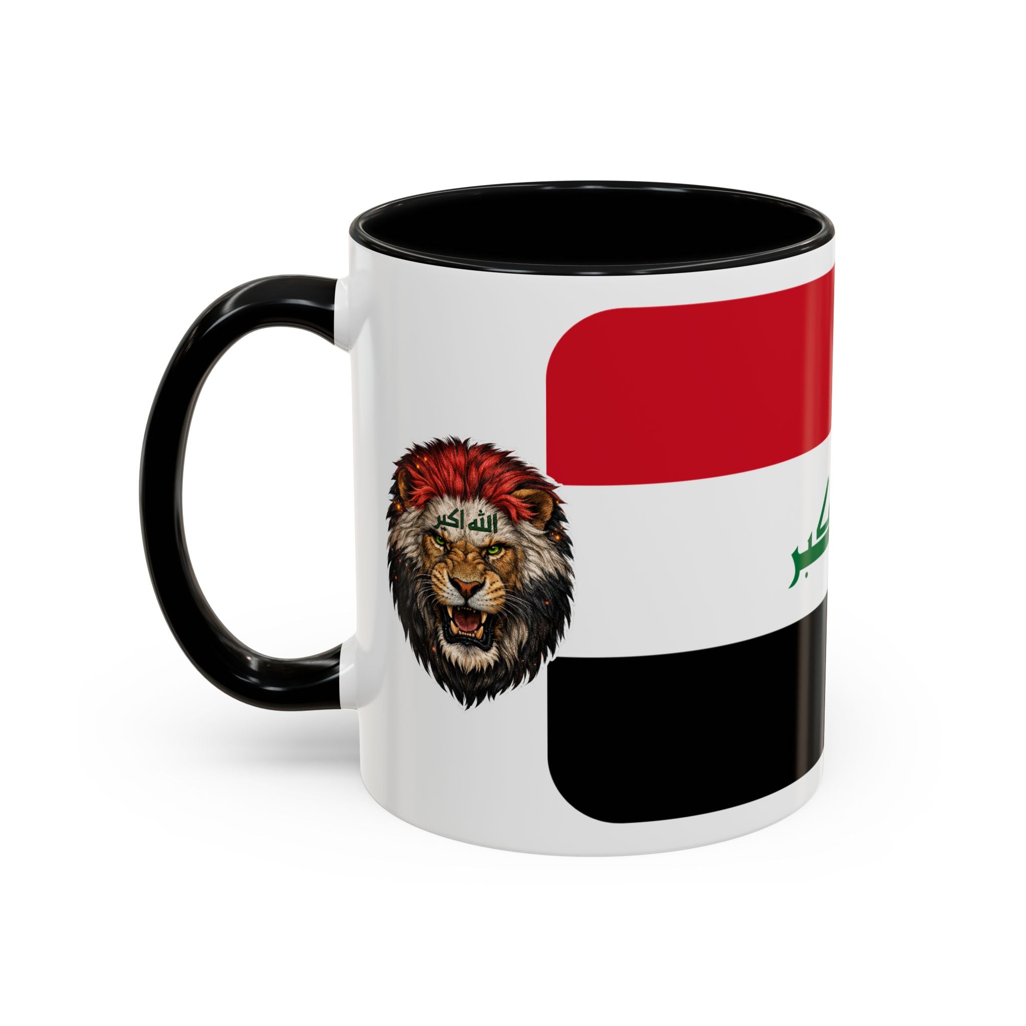 Iraq Flag Accent Coffee Mug with Lion Emblem – Patriotic Iraqi 11/15oz Mug