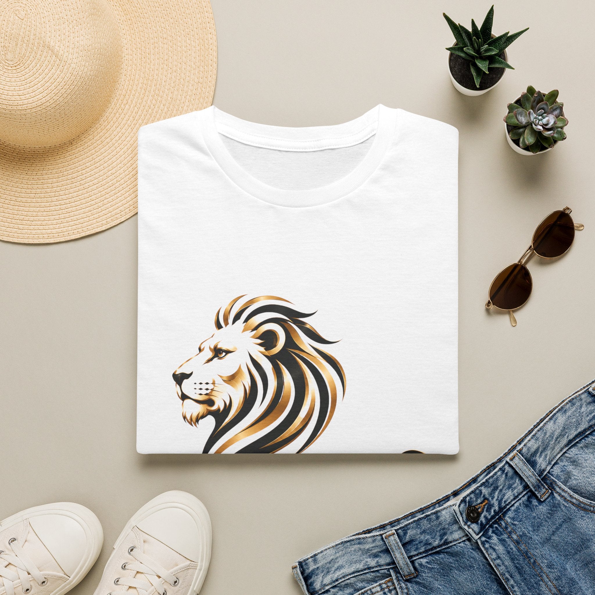 Lion & Arabic Name T-Shirt — Stylized Lion Graphic with 'Mohammed' Calligraphy