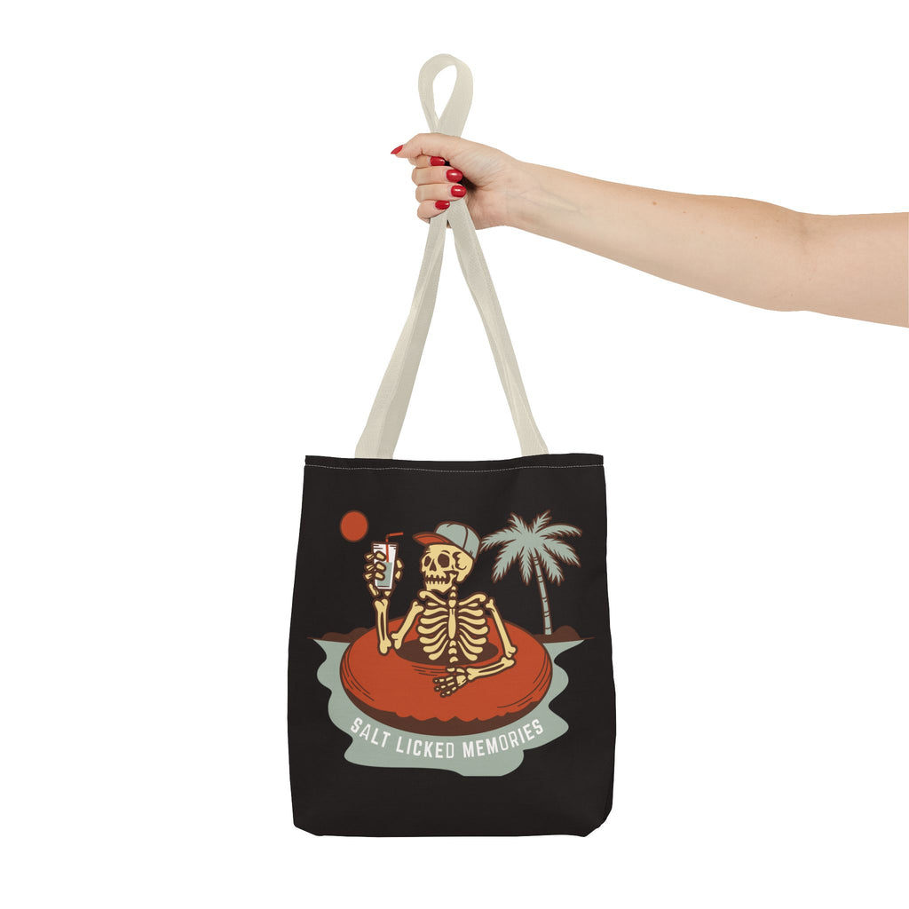 Hello Summer Skeleton Tote Bag — 'Salt Licked Memories' Beach Graphic