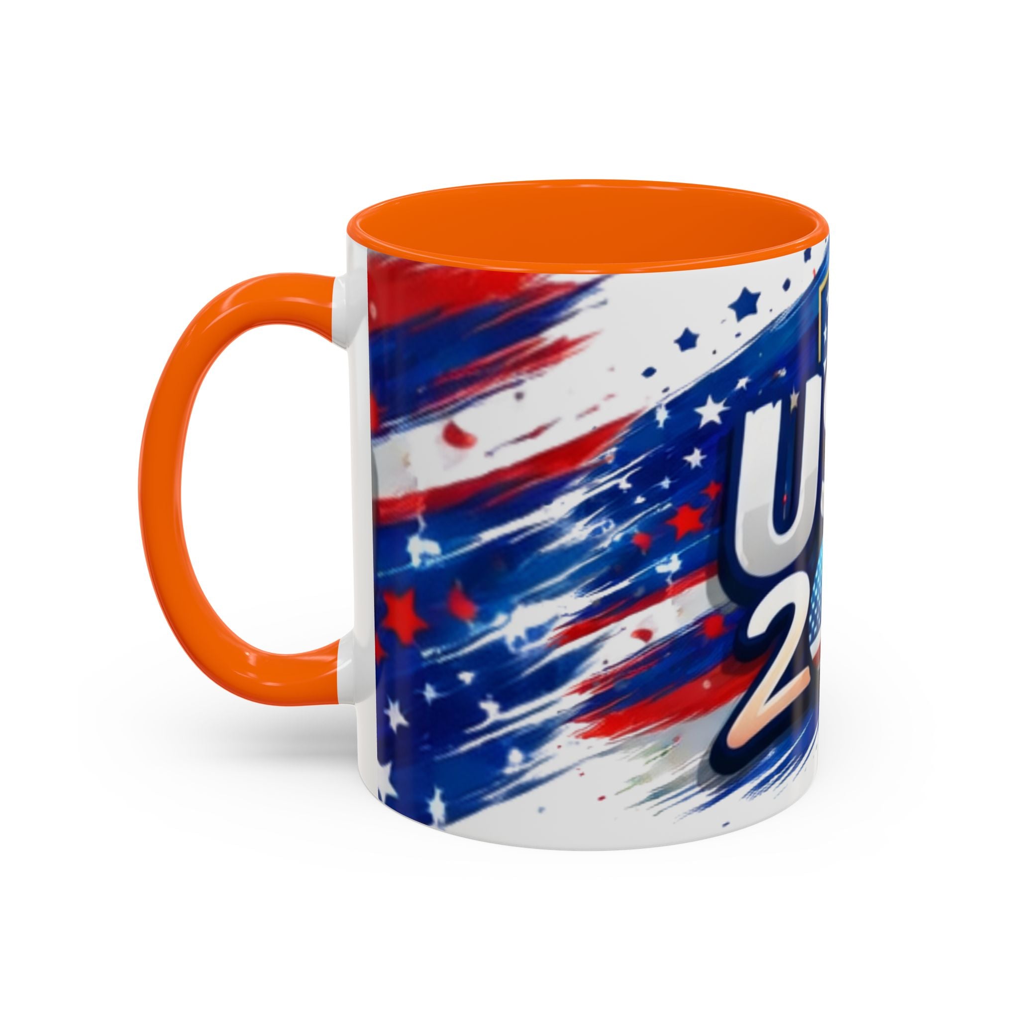 USA 2026 Flag Accent Coffee Mug — Patriotic Fourth of July Drinkware