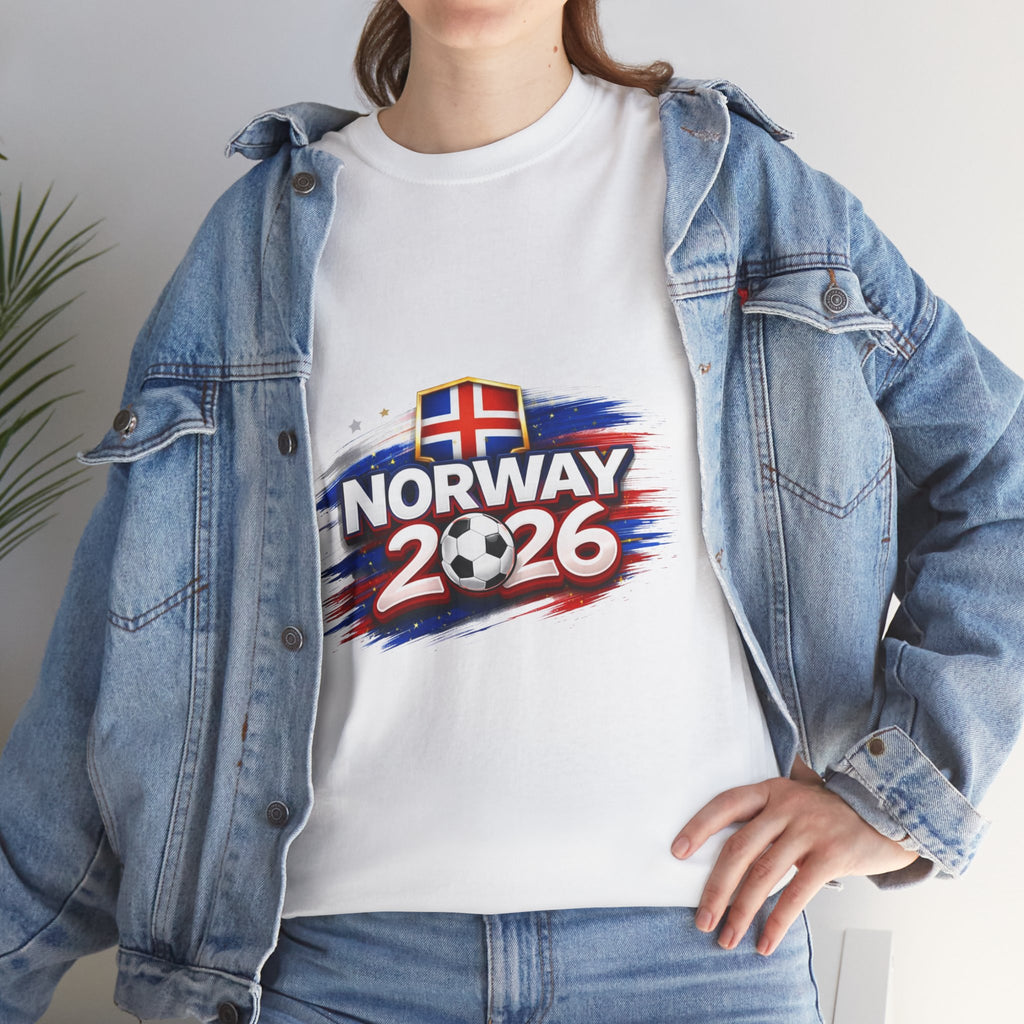 Norway 2026 Football Tee — Norwegian Flag Map Soccer Fan Shirt