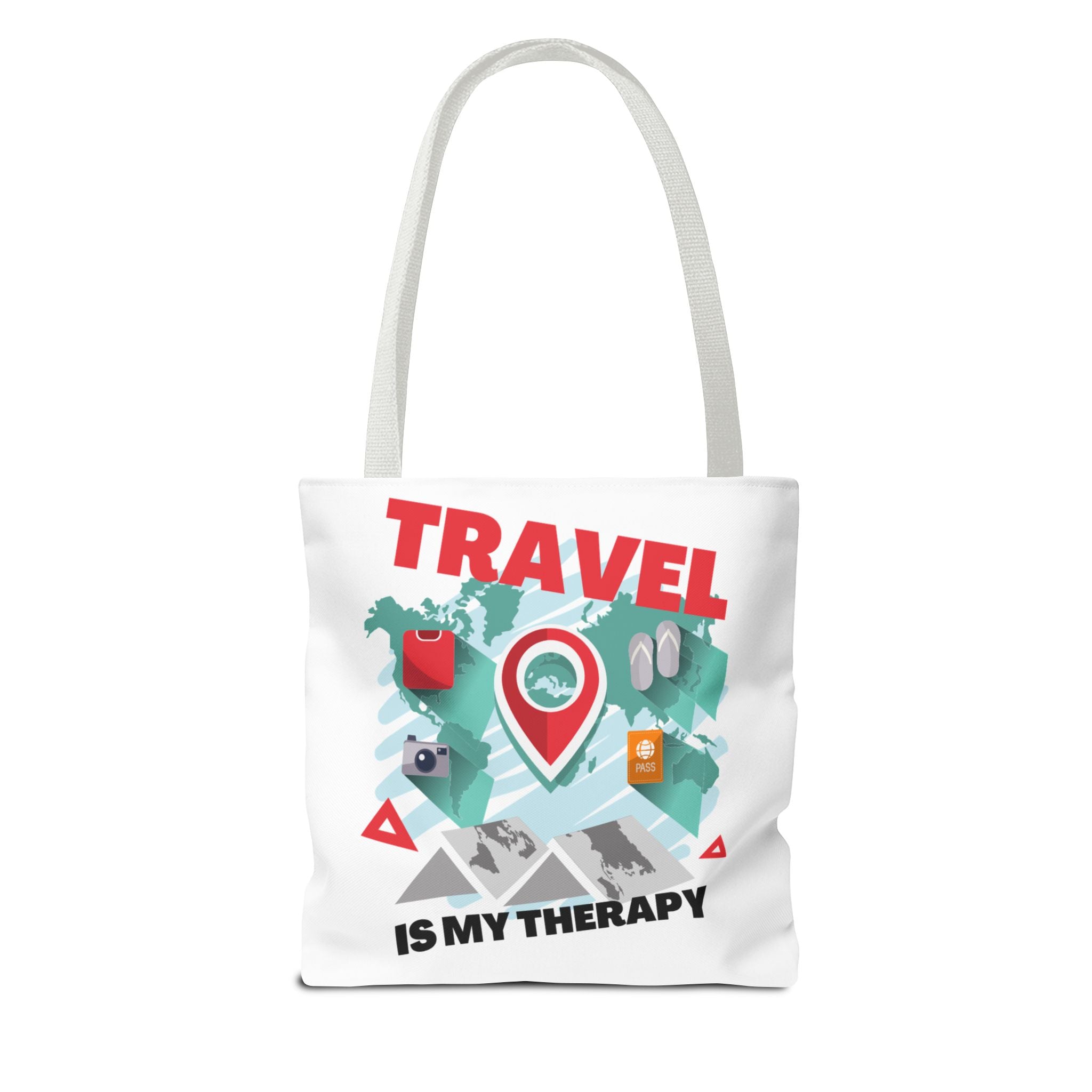 Travel Tote Bag - "Travel Is My Therapy" Canvas Shopper