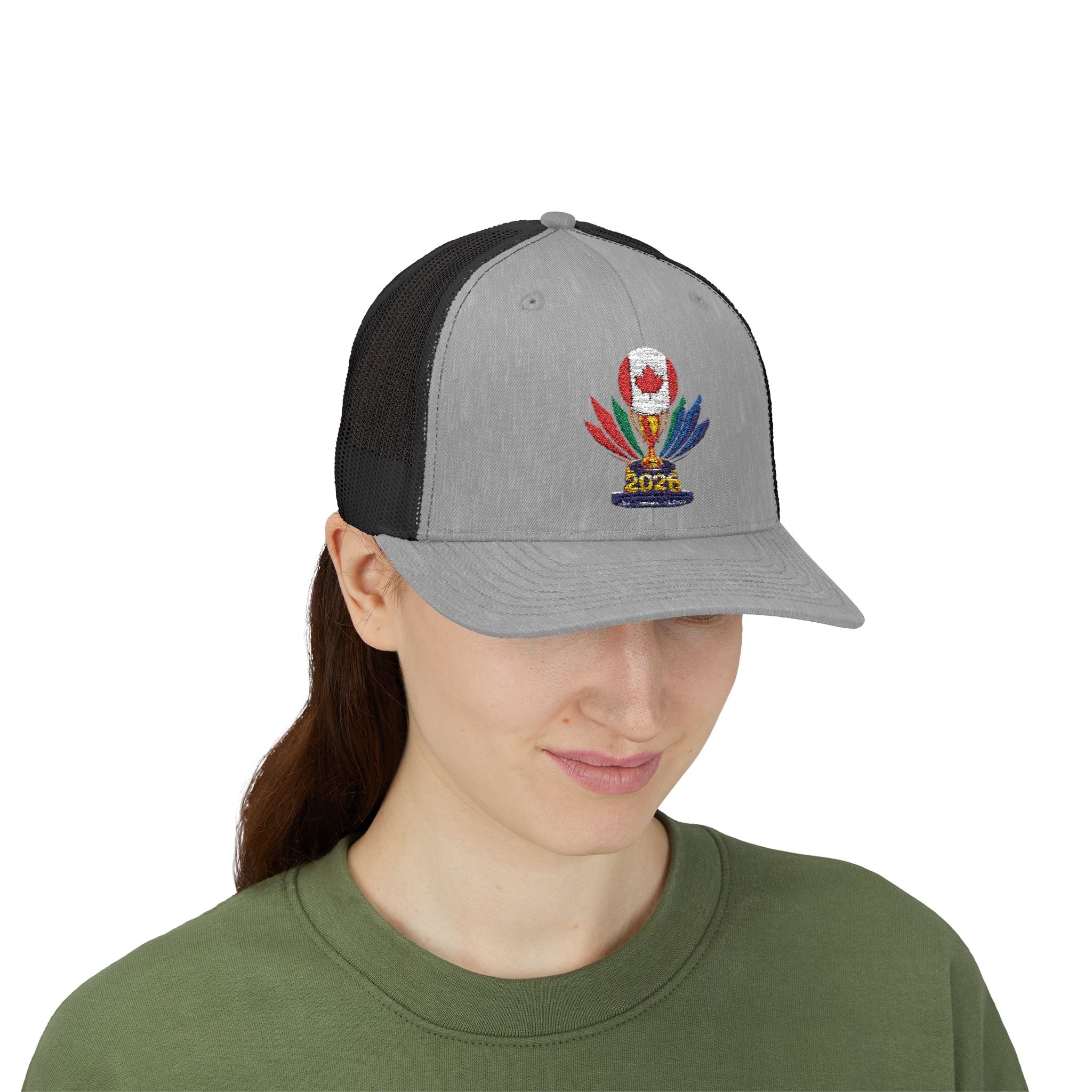 Embroidered Colorful Trophy Trucker Cap - Snapback Mesh Hat