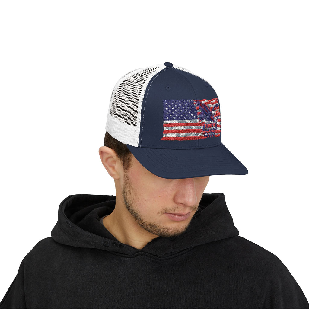 American Eagle Flag Trucker Cap – Distressed USA Patriotic Snapback