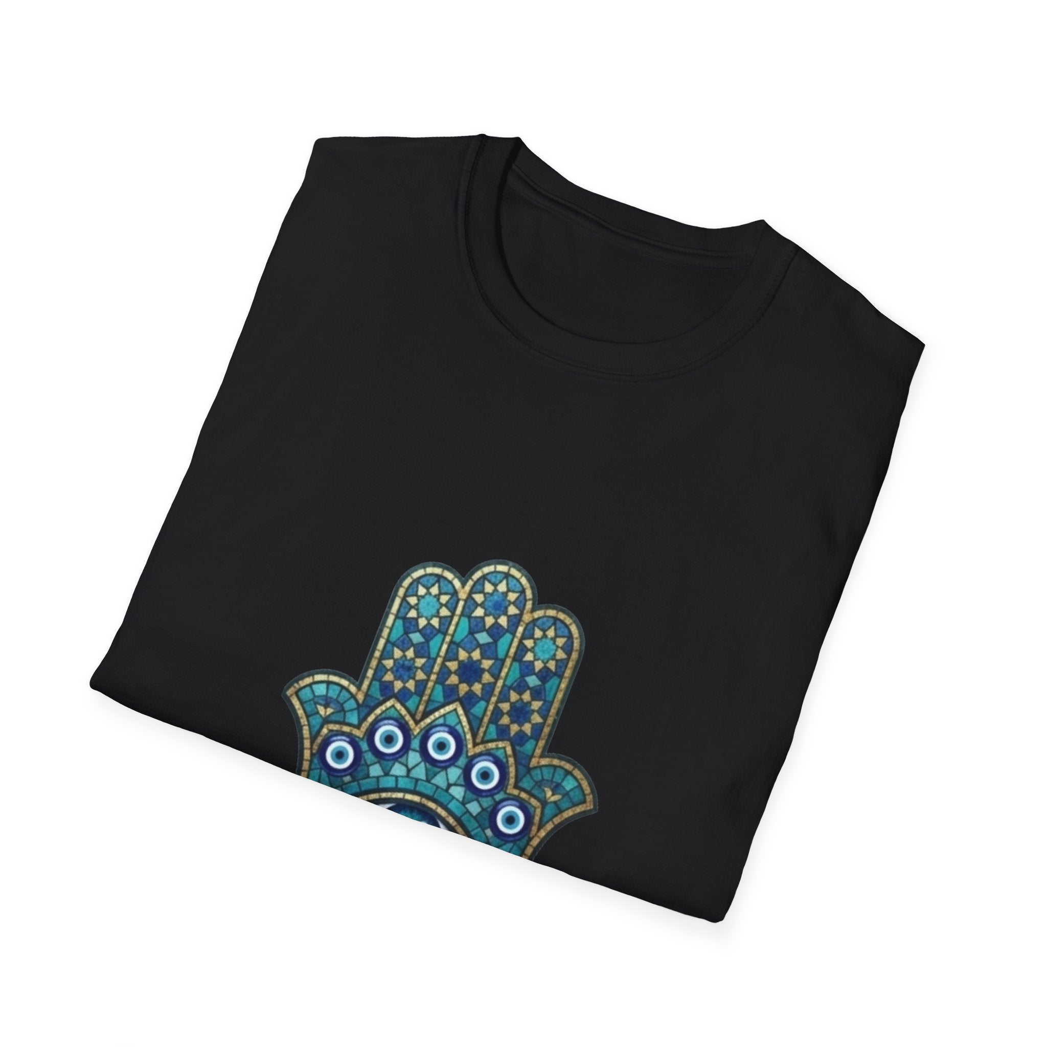 Hamsa Hand Tee with Evil Eye Print — Protective Symbol T-Shirt