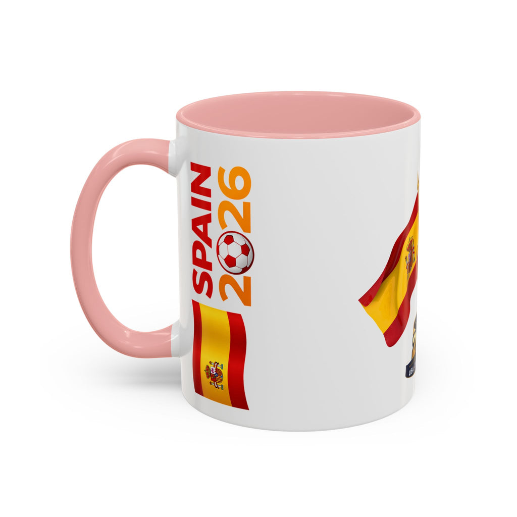 Spain 2026 Soccer Trophy Accent Coffee Mug — Spain Flag Football Fan Gift (11/15oz)