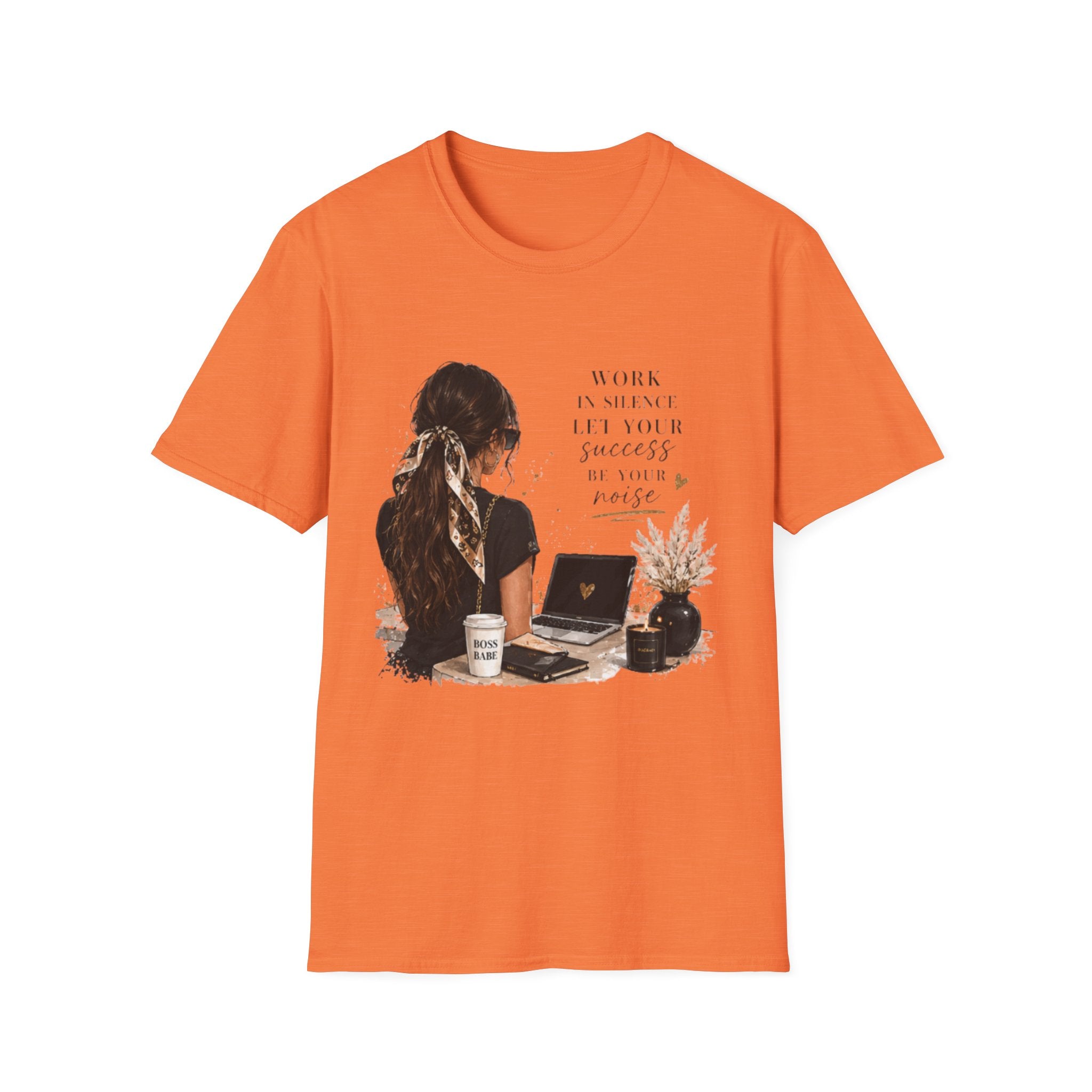 Work Patient Let Your Success Be Your Noise T-Shirt — Inspirational Girl Desk Graphic Tee