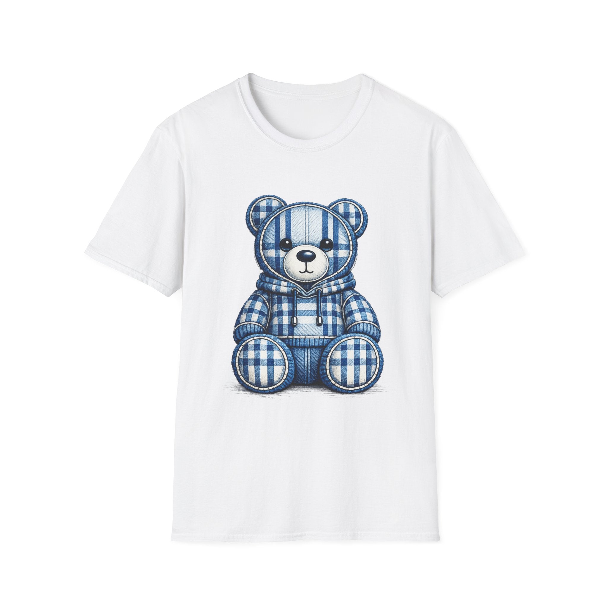 Plaid Blue Teddy Bear T-Shirt — Cute Cozy Graphic Tee