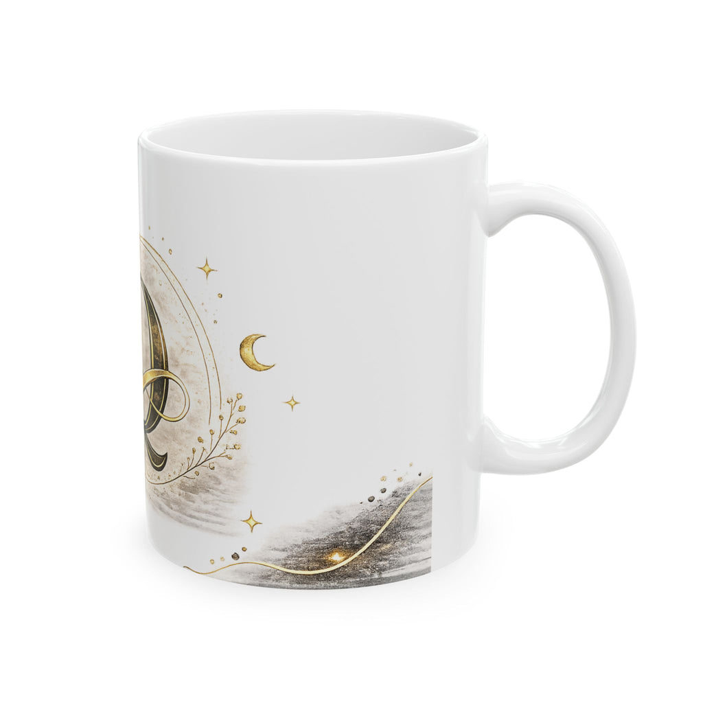 Gold Monogram Q Ceramic Mug – Elegant Initial Coffee Cup