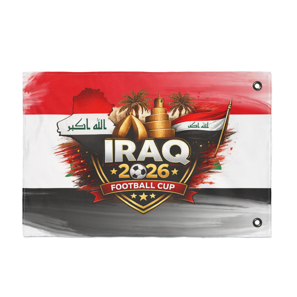 Iraq 2026 Football Cup Double-Sided Flag — National Team Support Banner