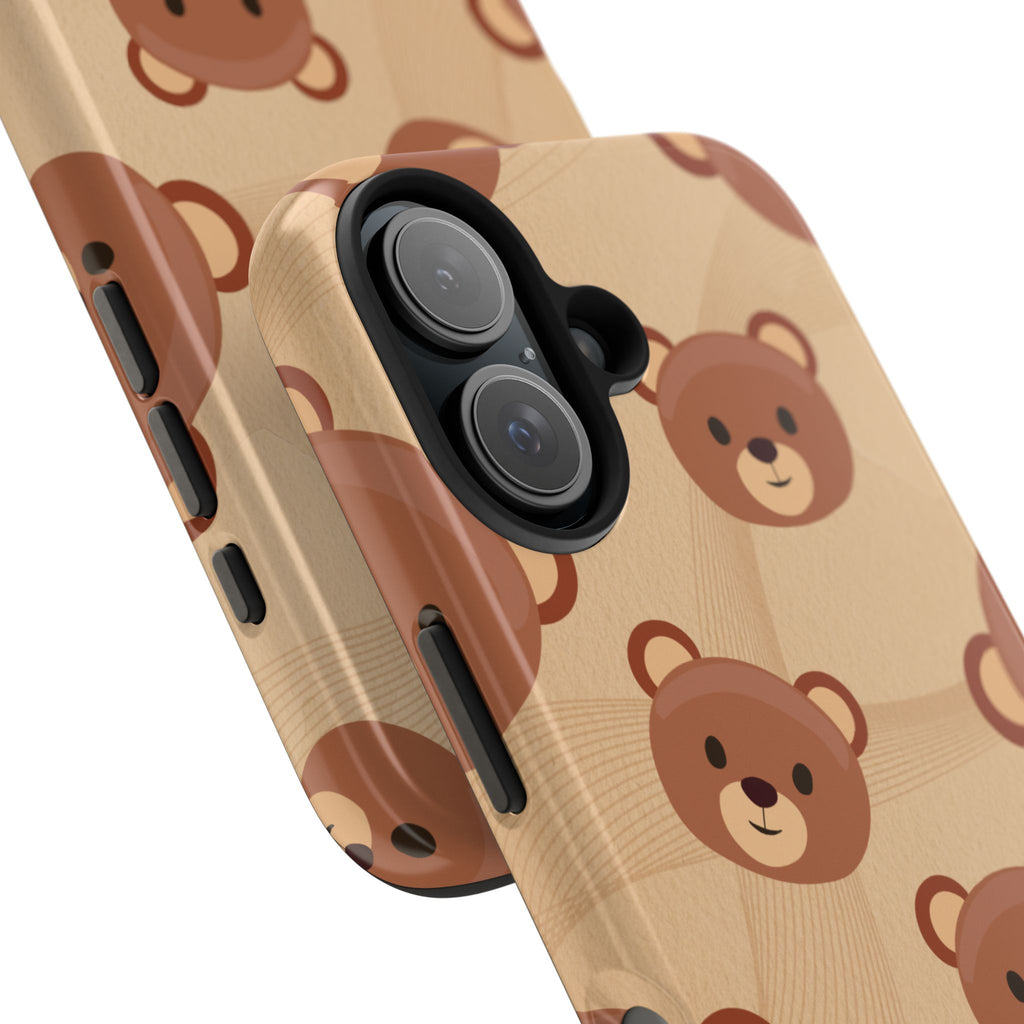 Bear Pattern Tough Phone Case — Cute Brown Bear Protective Phone Cover