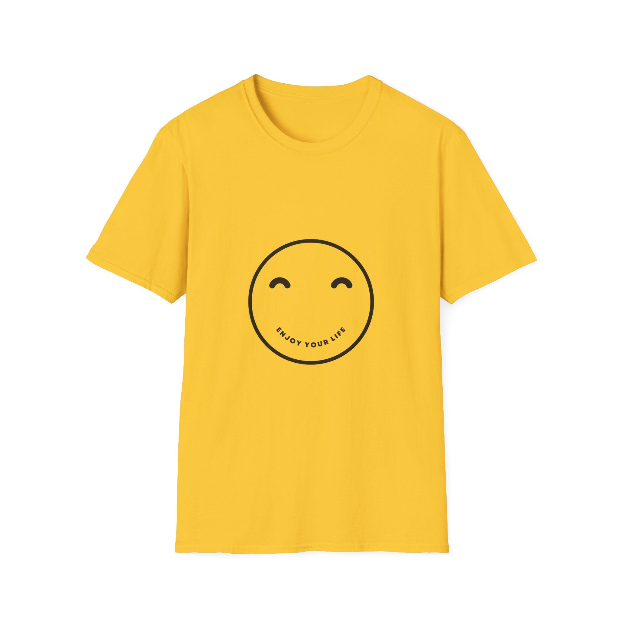 Smiley Face T-Shirt — "Enjoy Your Life" Minimal Graphic Tee