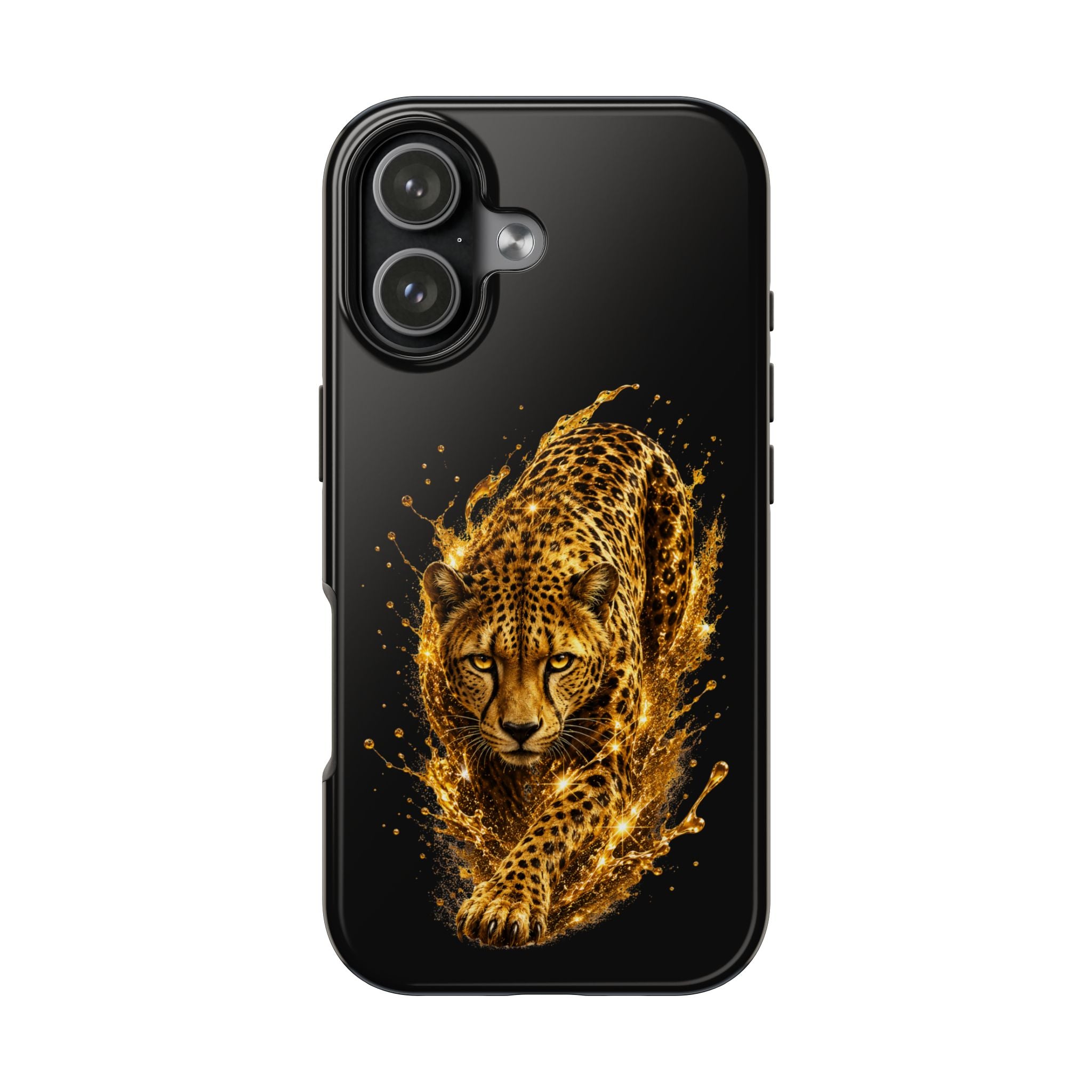 Golden Cheetah Tough Phone Case — Fierce Splash Design, Protective iPhone Cover