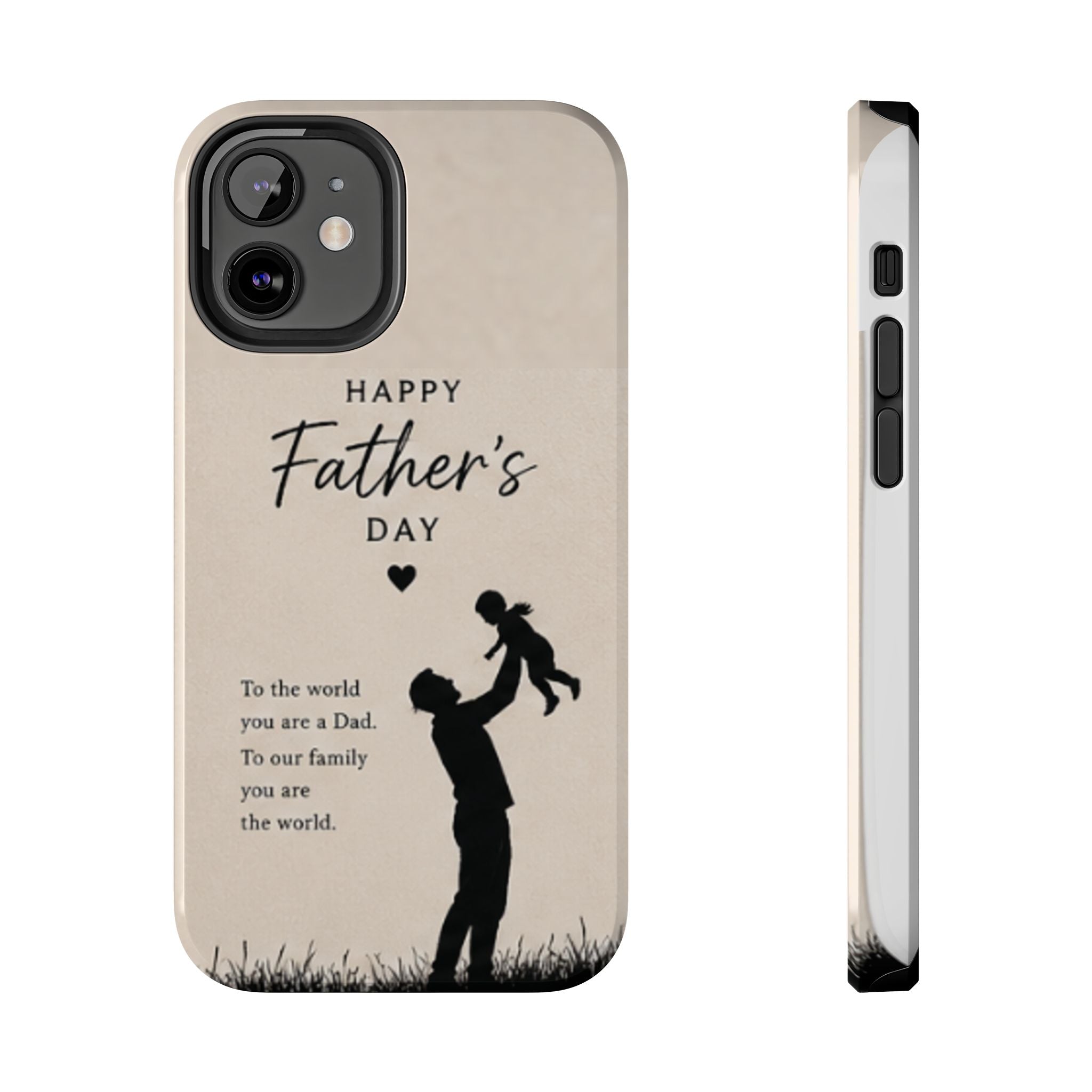 Father's Day Tough Phone Case — "Happy Father's Day" Silhouette Dad & Child Protective Cover