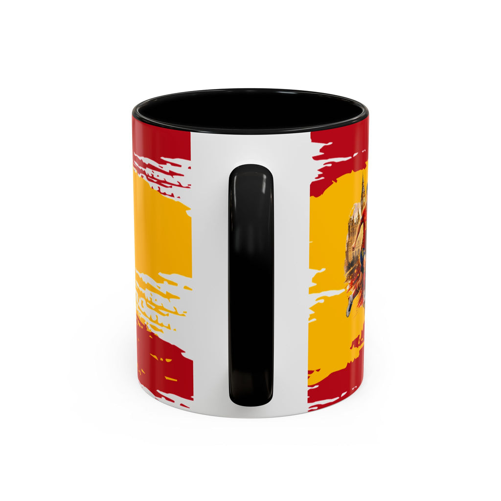 Spanish Flag Accent Coffee Mug – Bold Red & Gold Brushstroke Ceramic Mug
