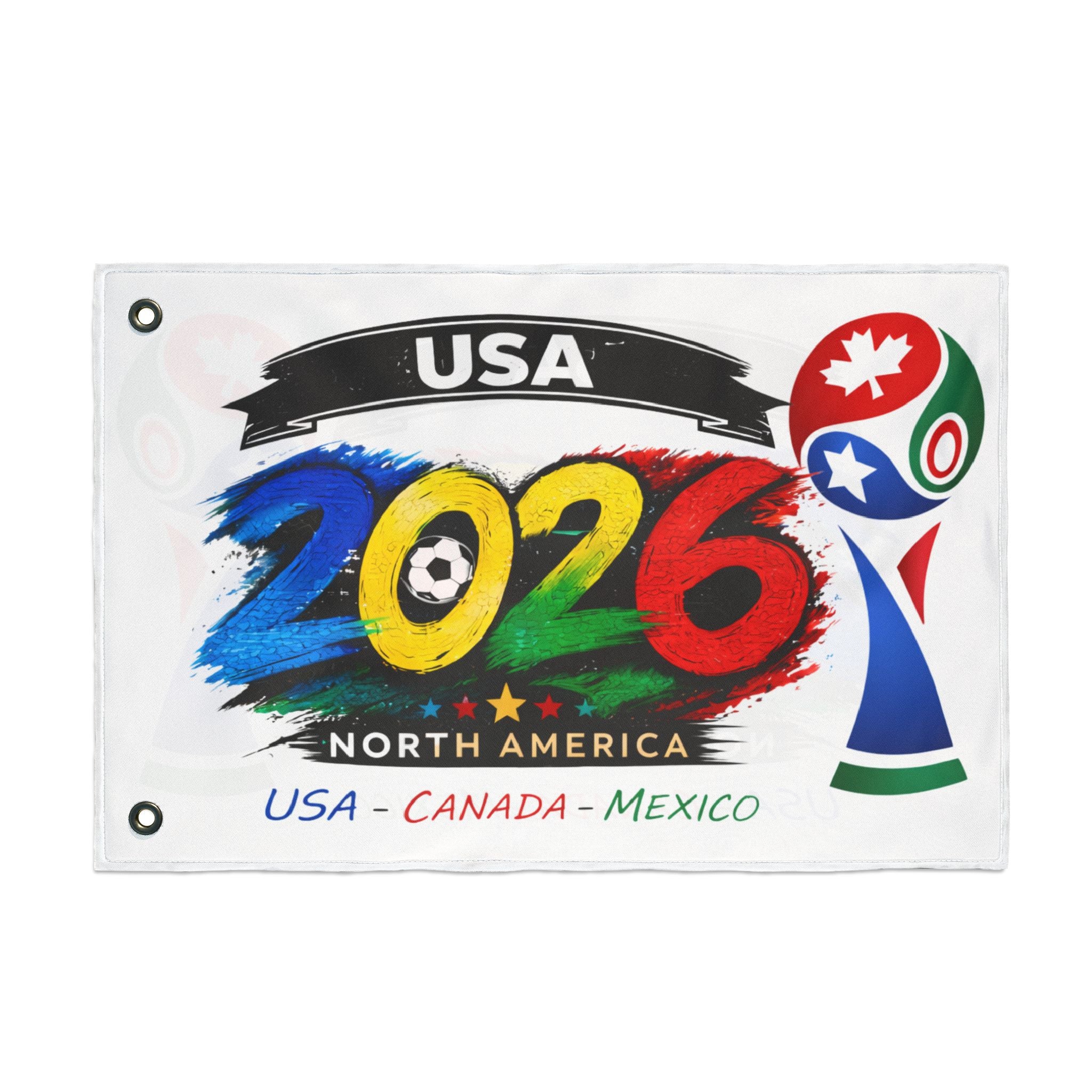 2026 North America Soccer Flag — USA Canada Mexico Double-Sided