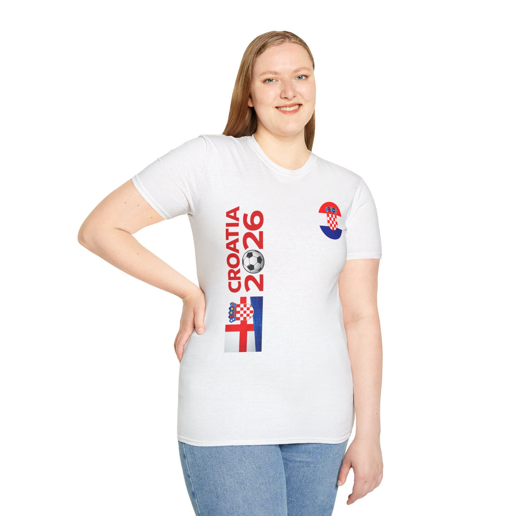 Croatia 2026 Soccer T-Shirt — Cup Fans Tee with Flags & Trophy