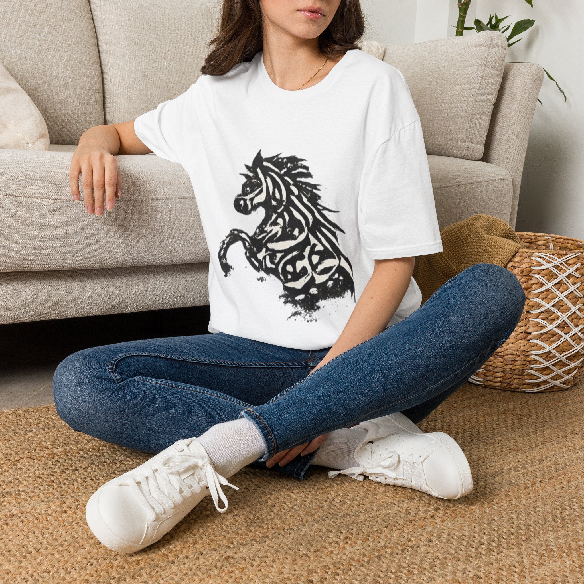 Tribal Stallion T‑Shirt — Bold Black Horse Graphic