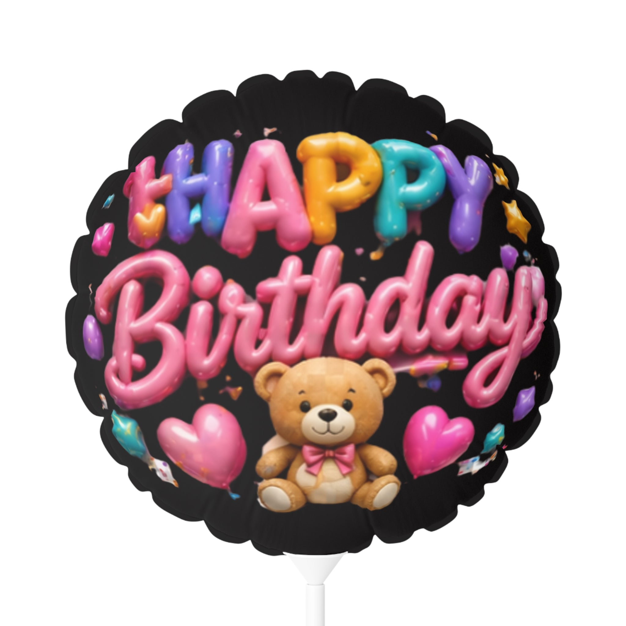 Happy Birthday Teddy Balloon — 11" Round Foil Party Balloon