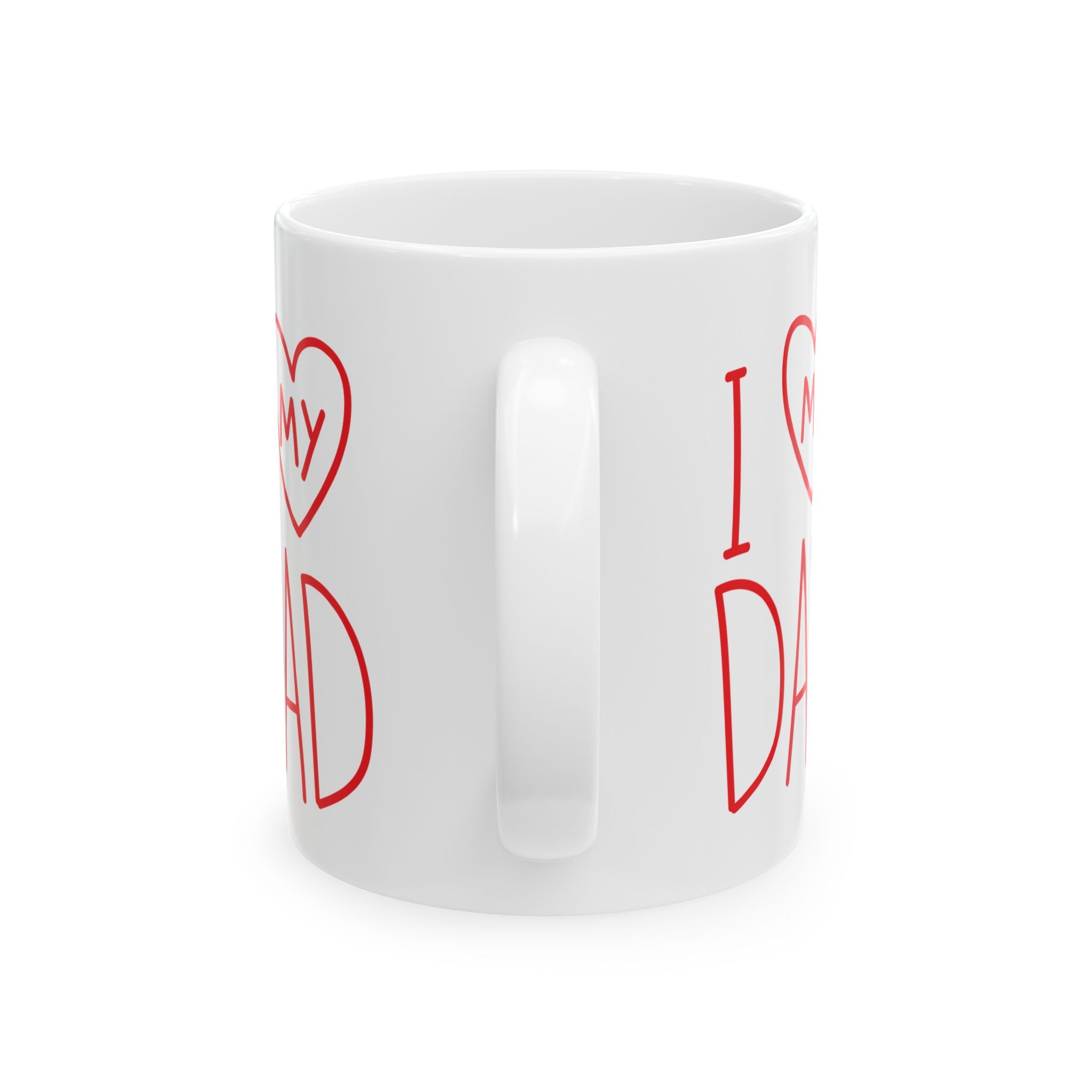 Father’s Day Ceramic Mug — "I  My Dad" Coffee Cup with Dad & Kids Silhouette (11oz)