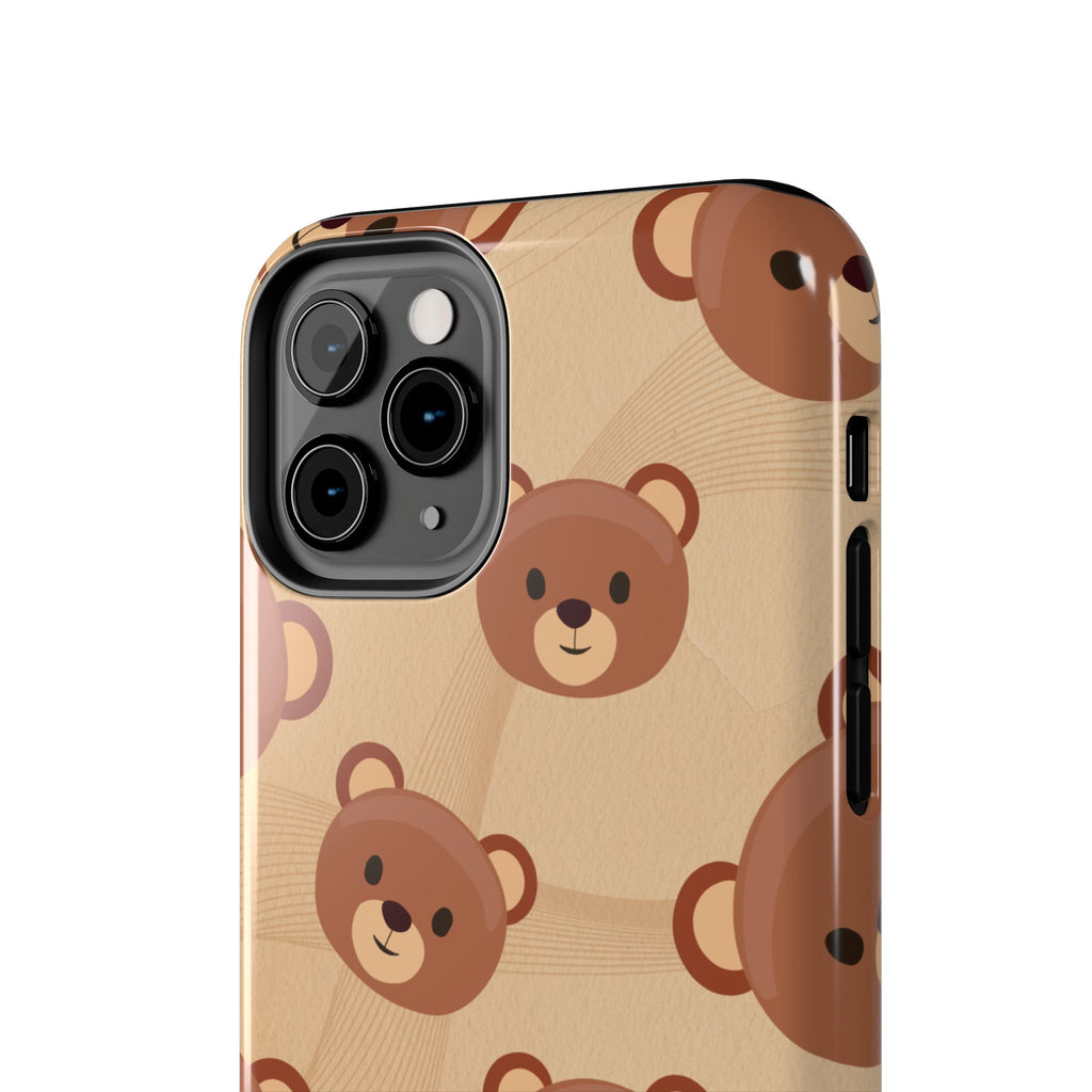 Bear Pattern Tough Phone Case — Cute Brown Bear Protective Phone Cover