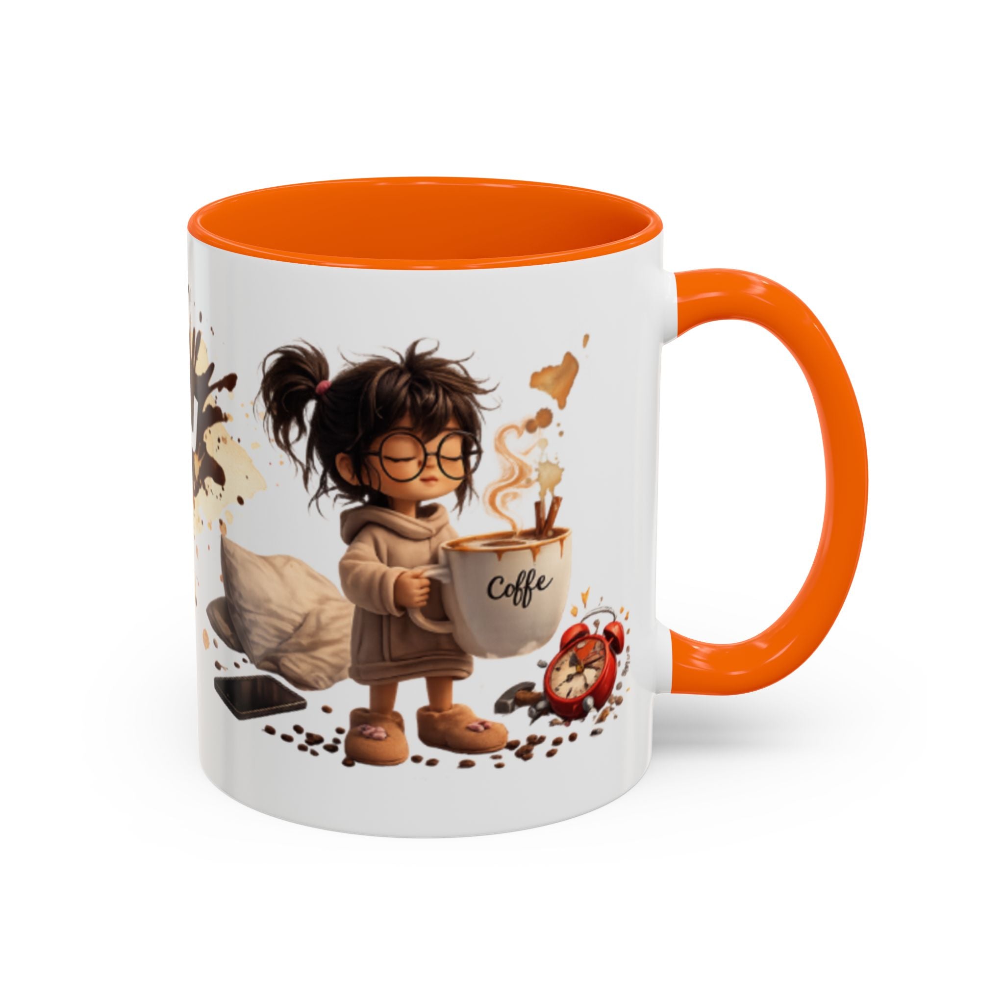 Cute Coffee Girl Accent Mug — Arabic Script Coffee Design (11/15oz)