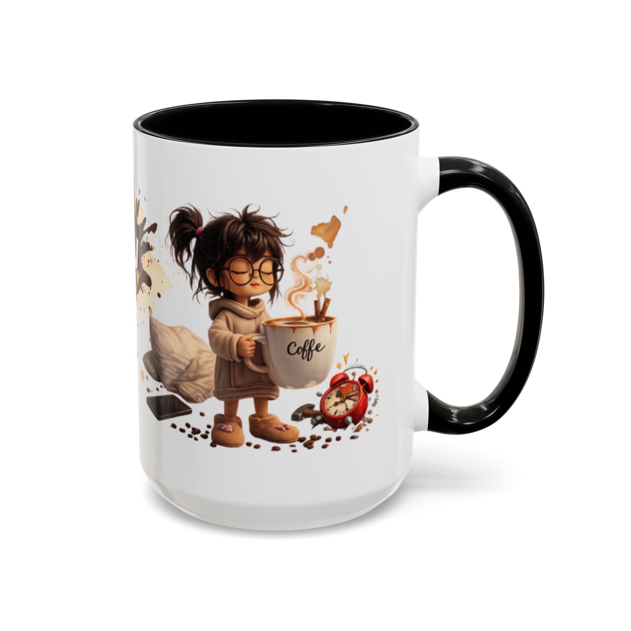 Cute Coffee Girl Accent Mug — Arabic Script Coffee Design (11/15oz)