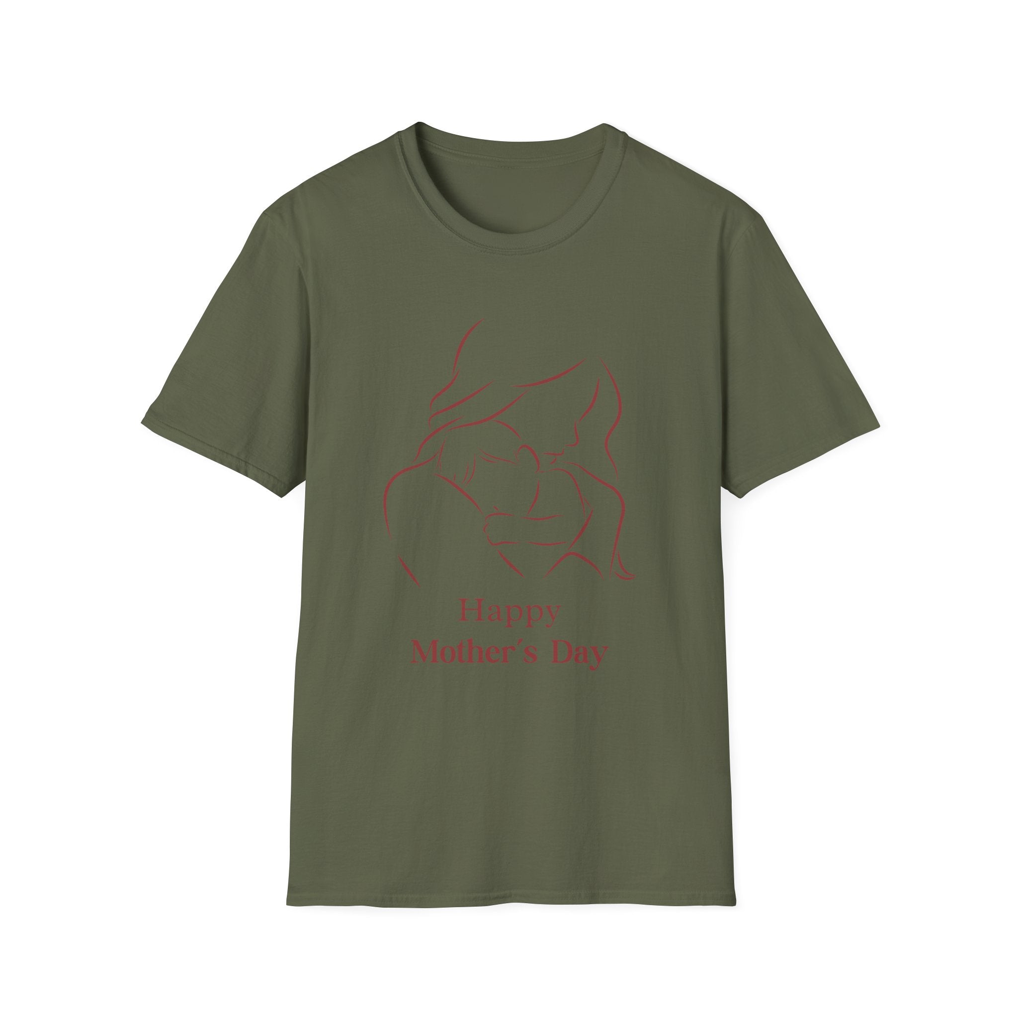 Mother's Day T-Shirt — Minimal Mom and Baby Line Art with "Happy Mother's Day"