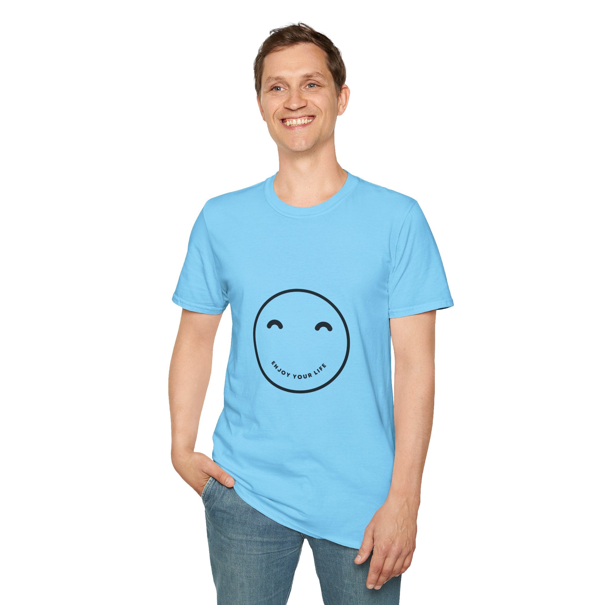 Smiley Face T-Shirt — "Enjoy Your Life" Minimal Graphic Tee