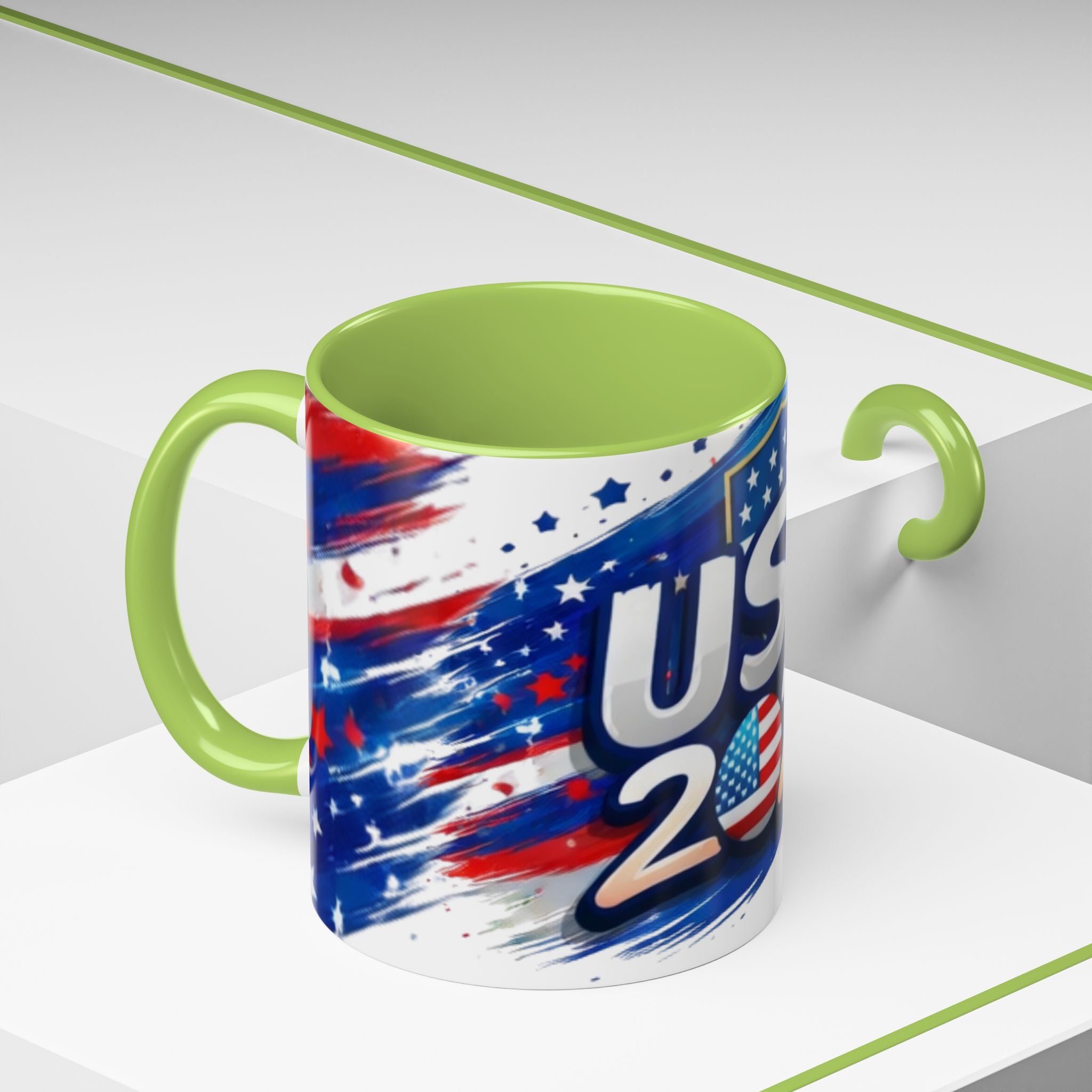 USA 2026 Flag Accent Coffee Mug — Patriotic Fourth of July Drinkware