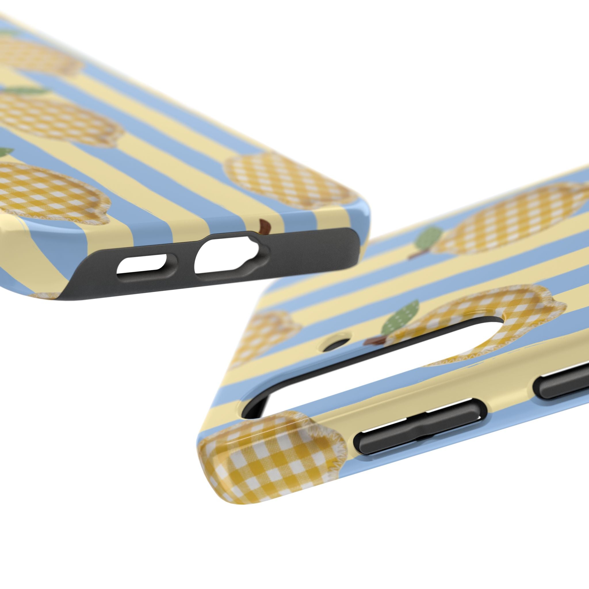 Tough Phone Case — Blue & Yellow Gingham Lemon Design