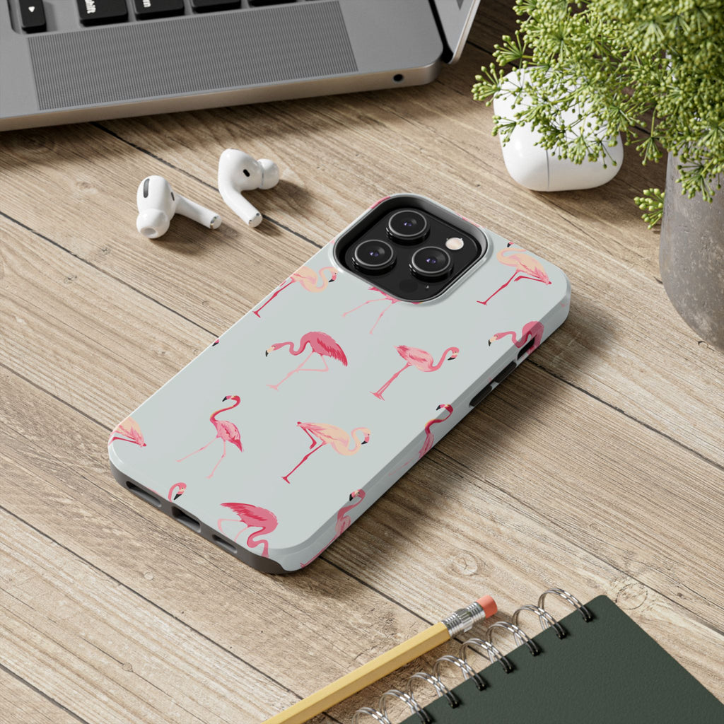 Flamingo Pattern Tough Phone Case — Cute Pink Birds Protective Phone Cover