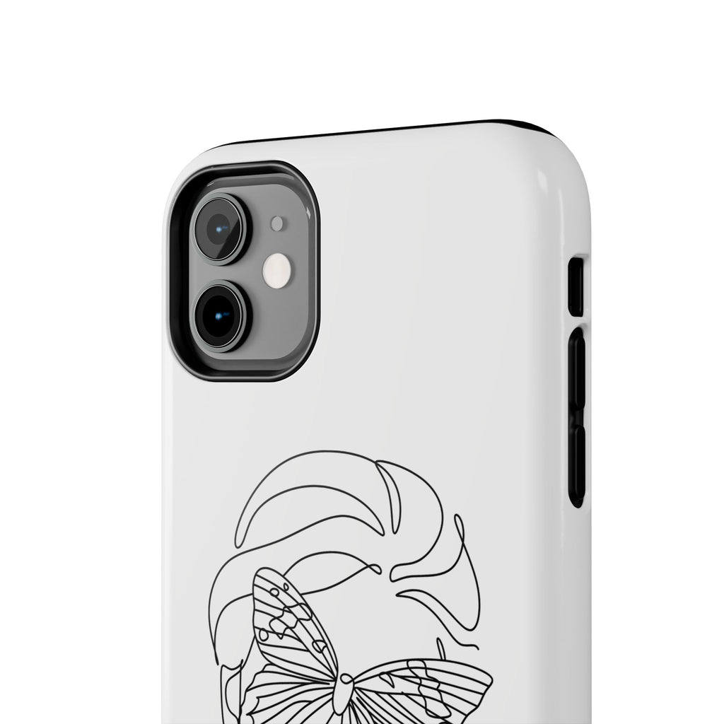 Butterfly Line Art Tough Phone Case — Minimalist Woman Face Design