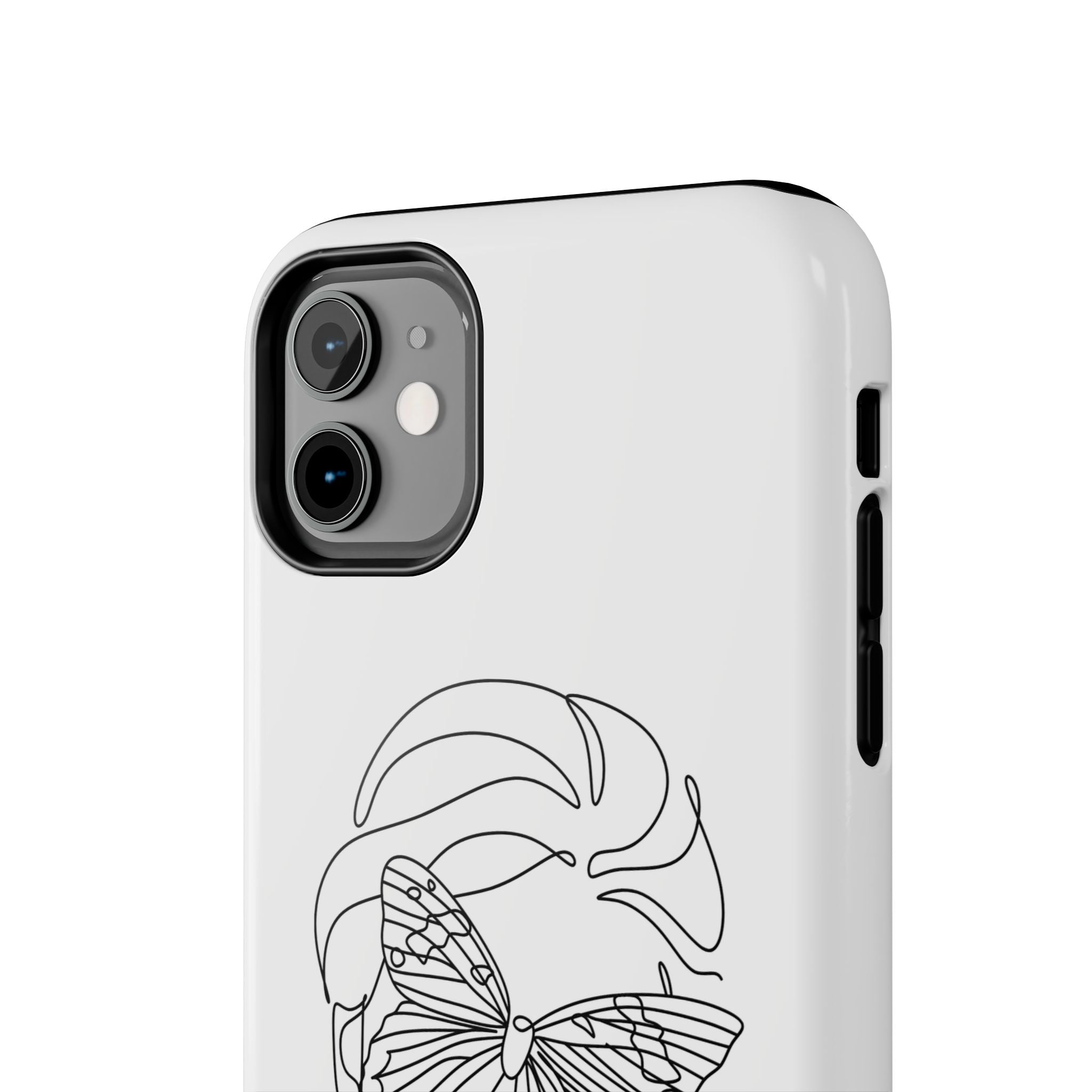 Butterfly Line Art Tough Phone Case — Minimalist Woman Face Design