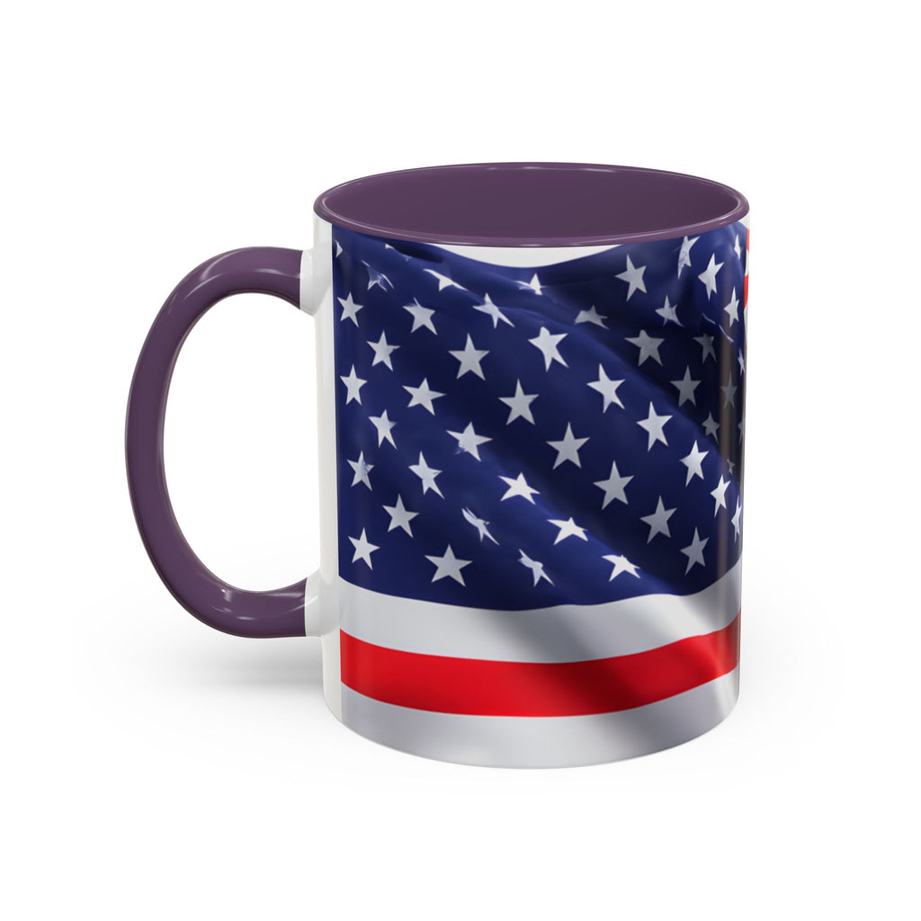American Flag Accent Coffee Mug — Patriotic USA Stars & Stripes Ceramic Mug (11/15oz)