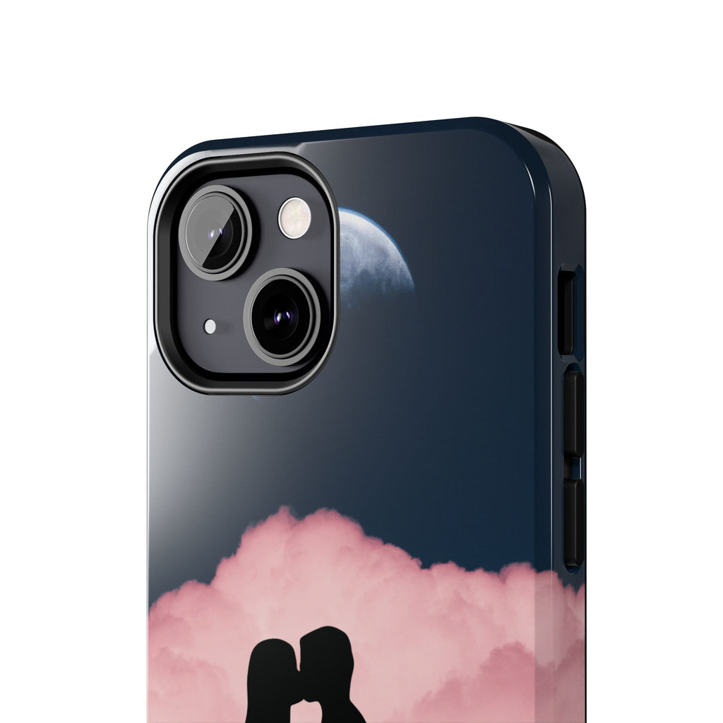 Tough Phone Case — Romantic Couple Silhouette with Moon & Pink Cloud