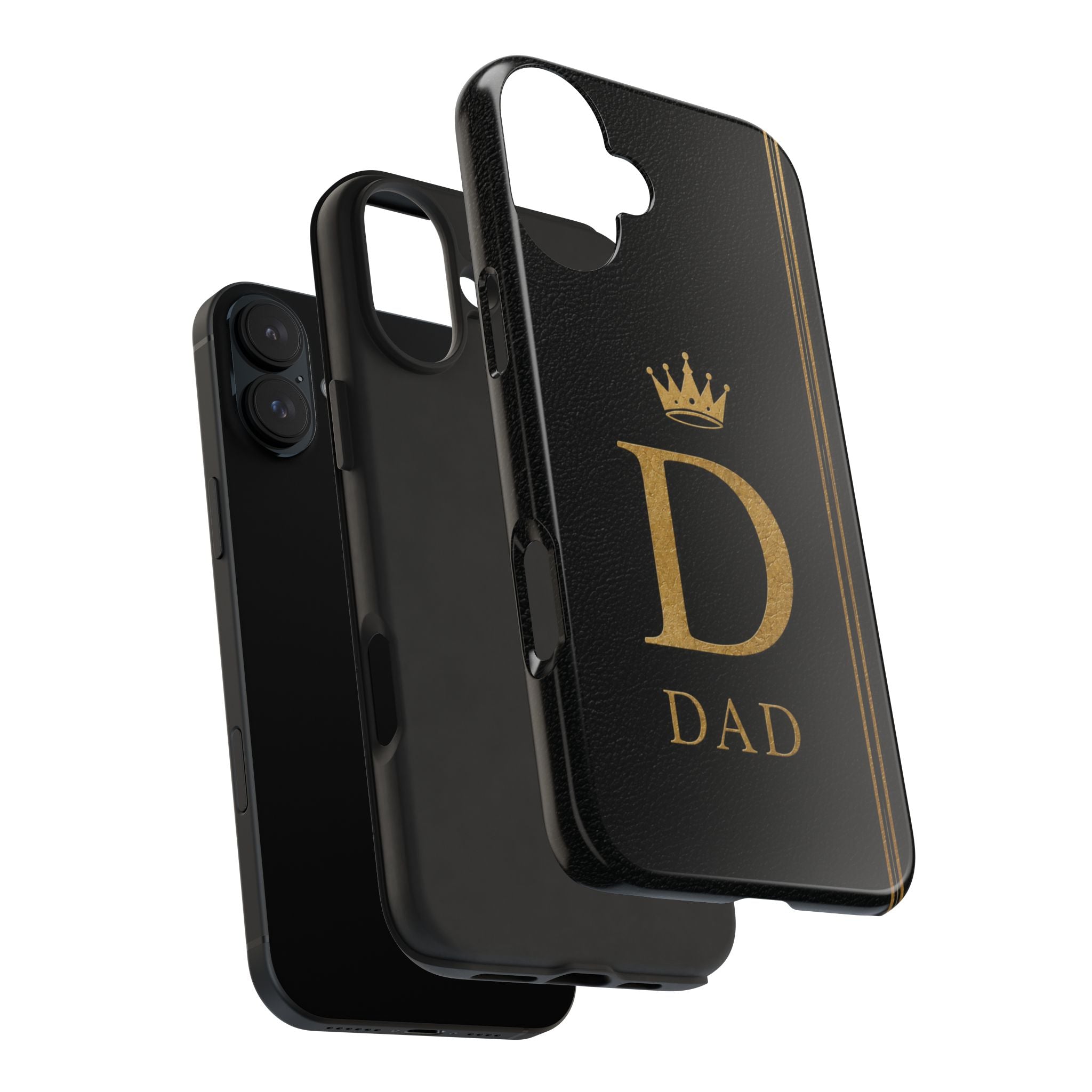 Dad Monogram Tough Phone Case — Black Gold Crown Initial