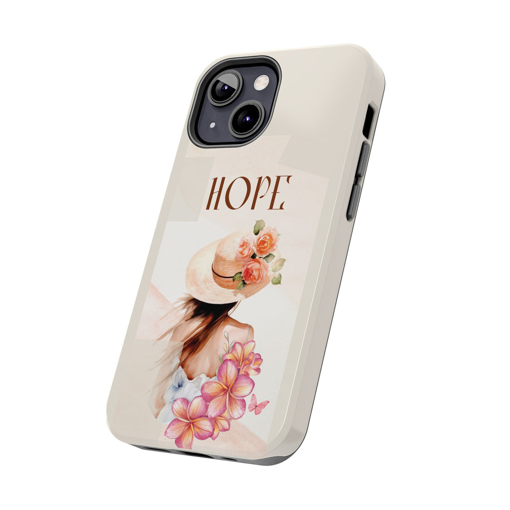 Hope Floral Tough Phone Case — Protective iPhone Case with Watercolor Girl & Flowers