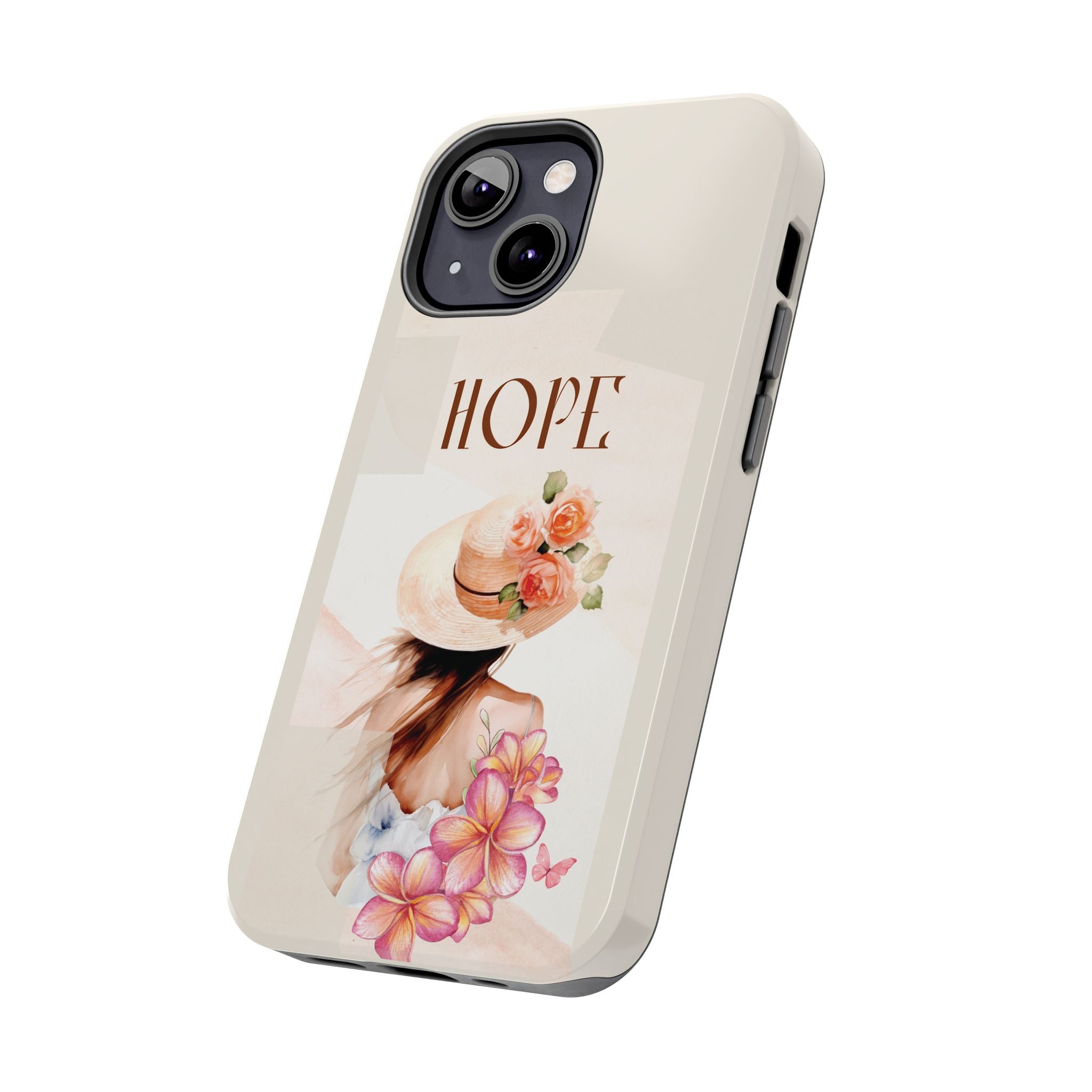 Hope Floral Tough Phone Case — Protective iPhone Case with Watercolor Girl & Flowers