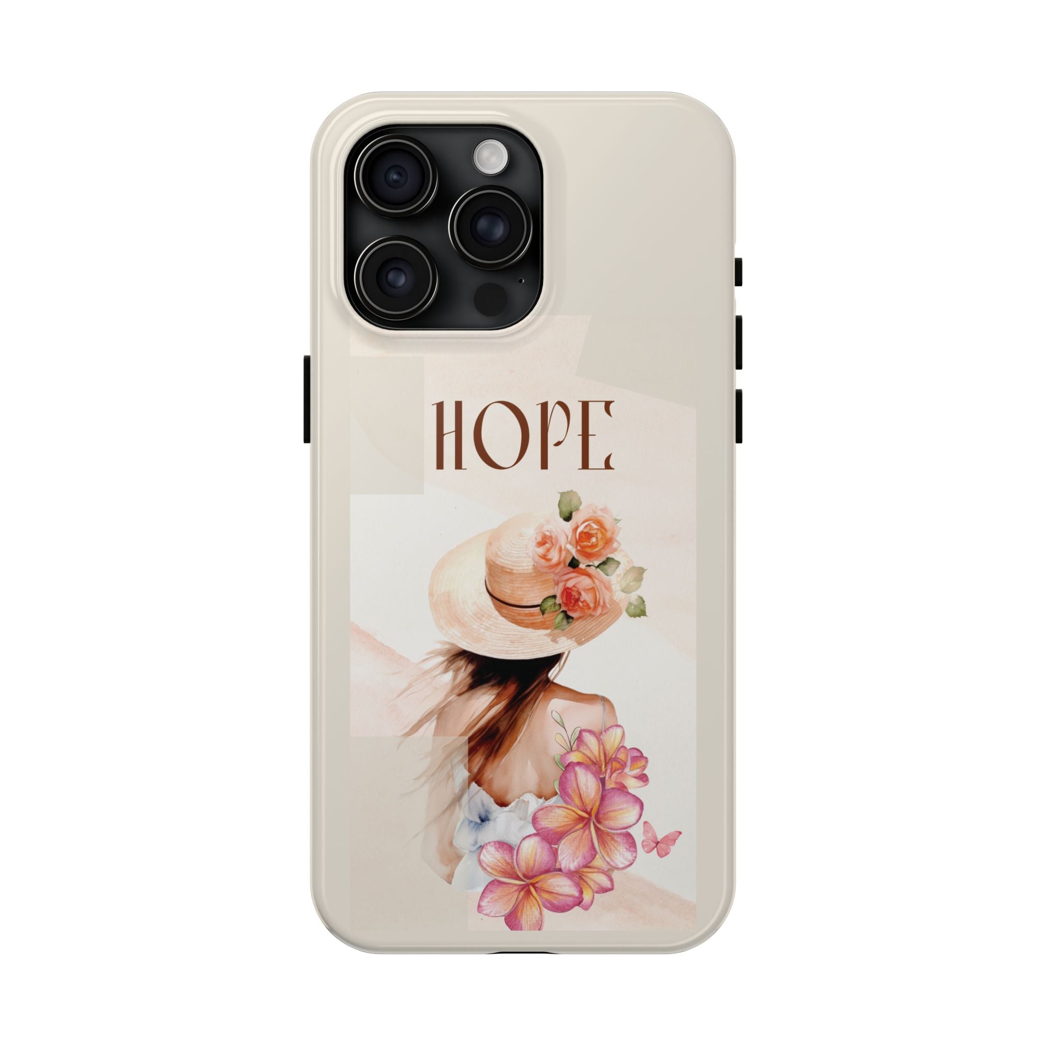 Hope Floral Tough Phone Case — Protective iPhone Case with Watercolor Girl & Flowers