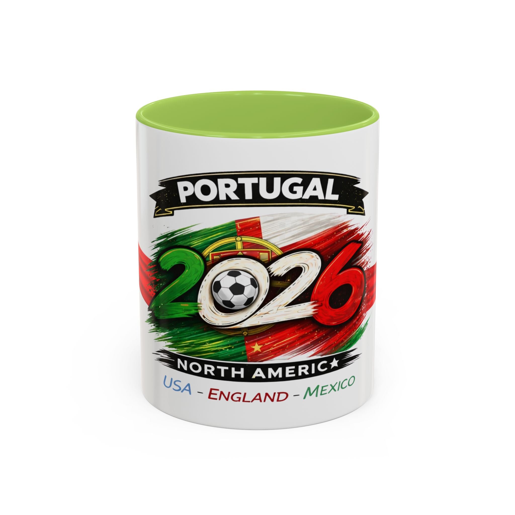 Portugal 2026 Soccer Cup Accent Coffee Mug — USA England Mexico Host Nations