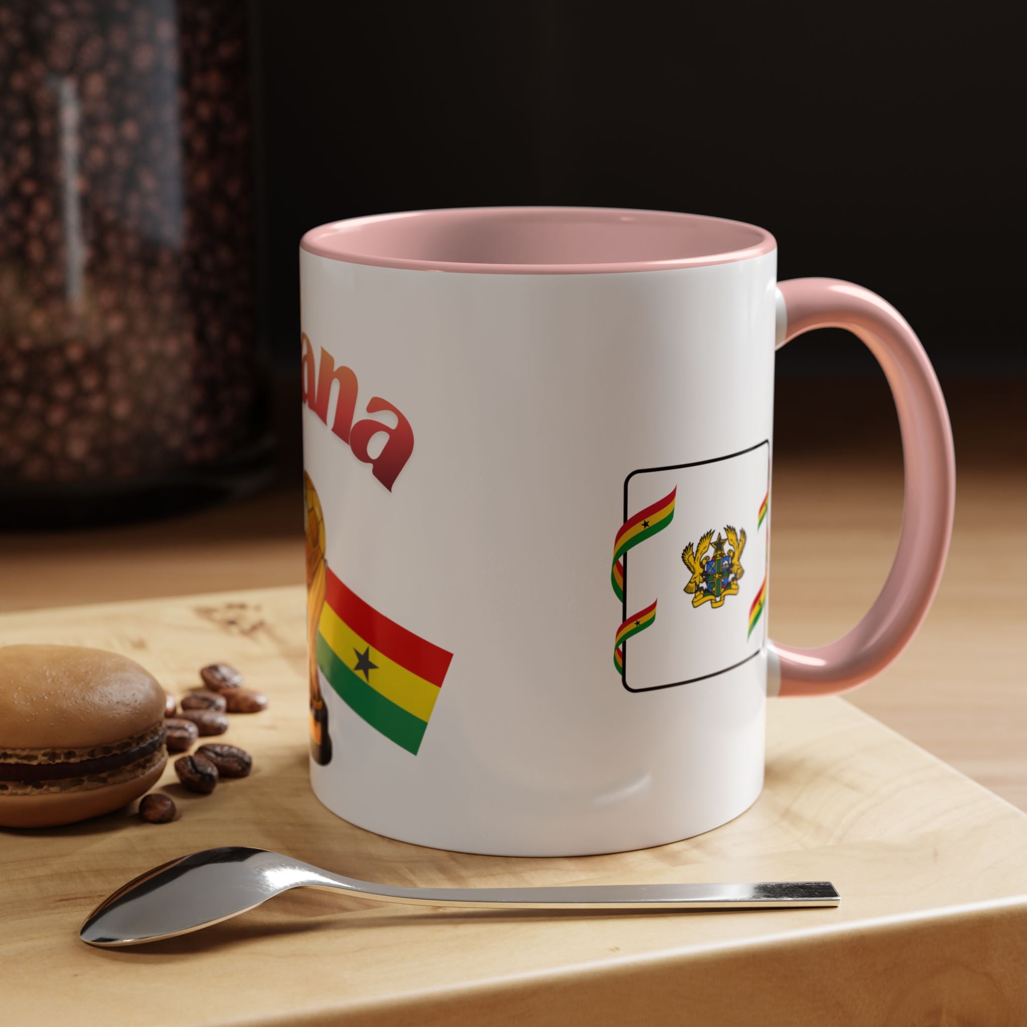 Ghana Soccer Trophy Accent Coffee Mug — Ghana Flag Football Cup Design (11/15oz)